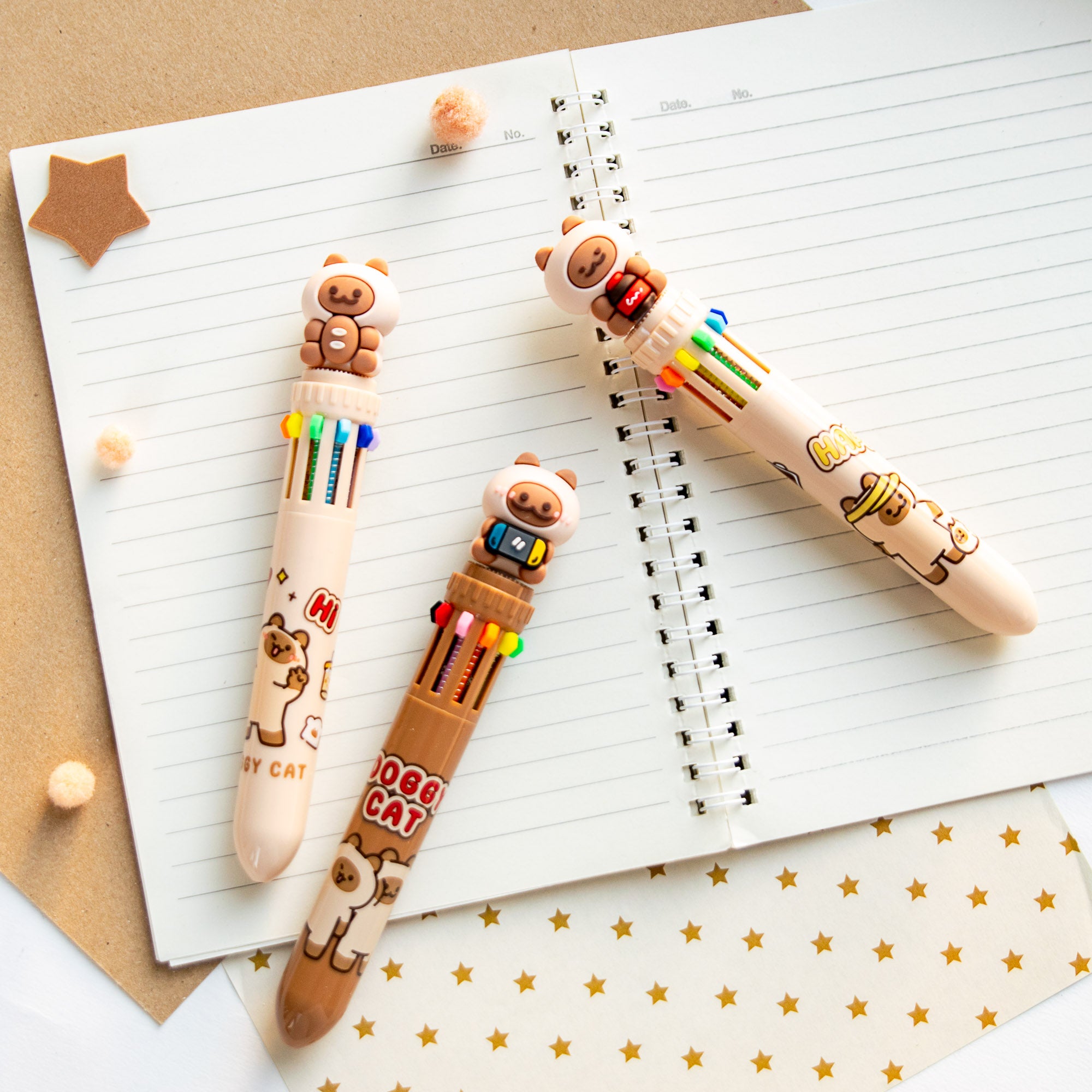 Stylo Kawaii 10 couleurs - Doggy Cat