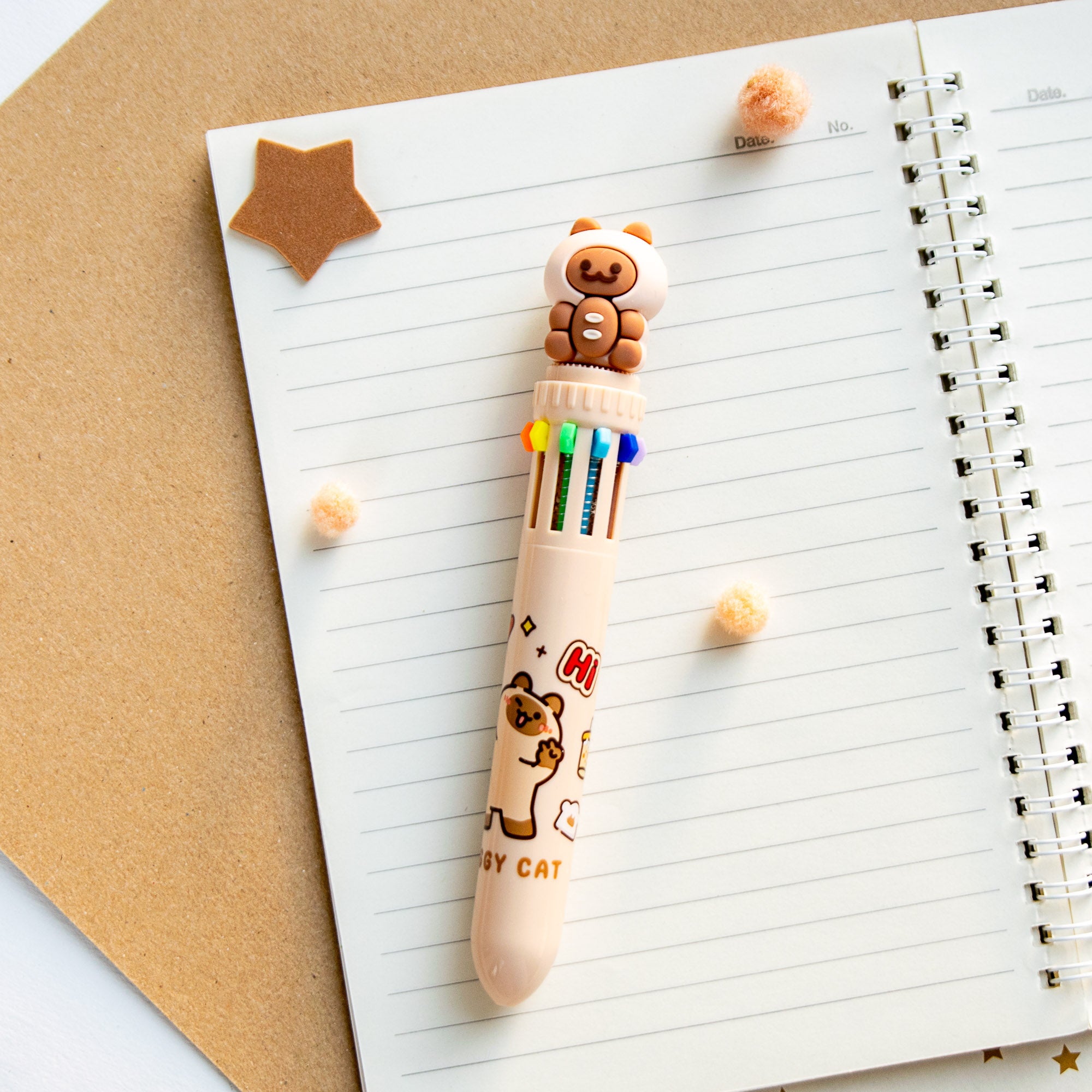 Stylo Kawaii 10 couleurs - Doggy Cat