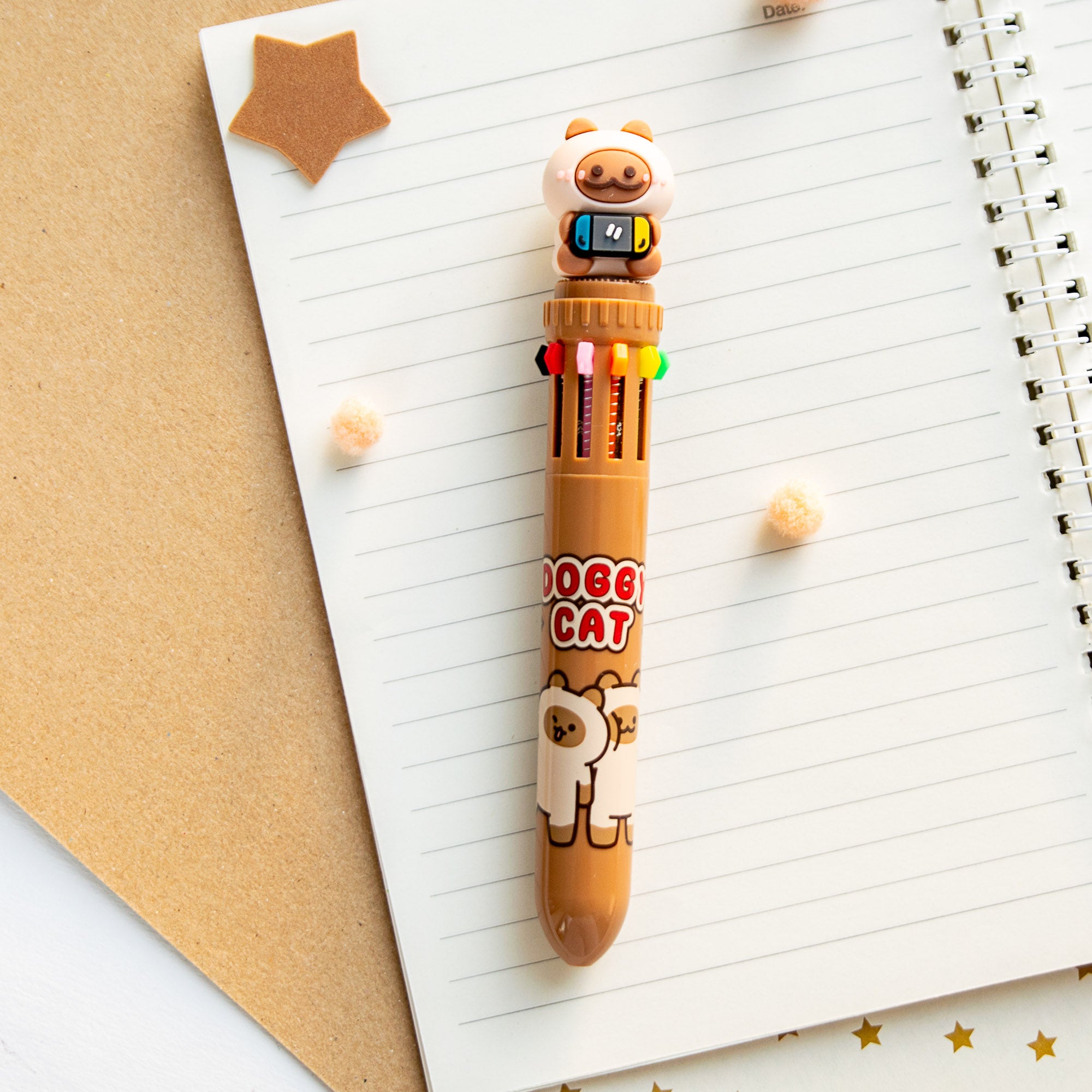 Stylo Kawaii 10 couleurs - Doggy Cat