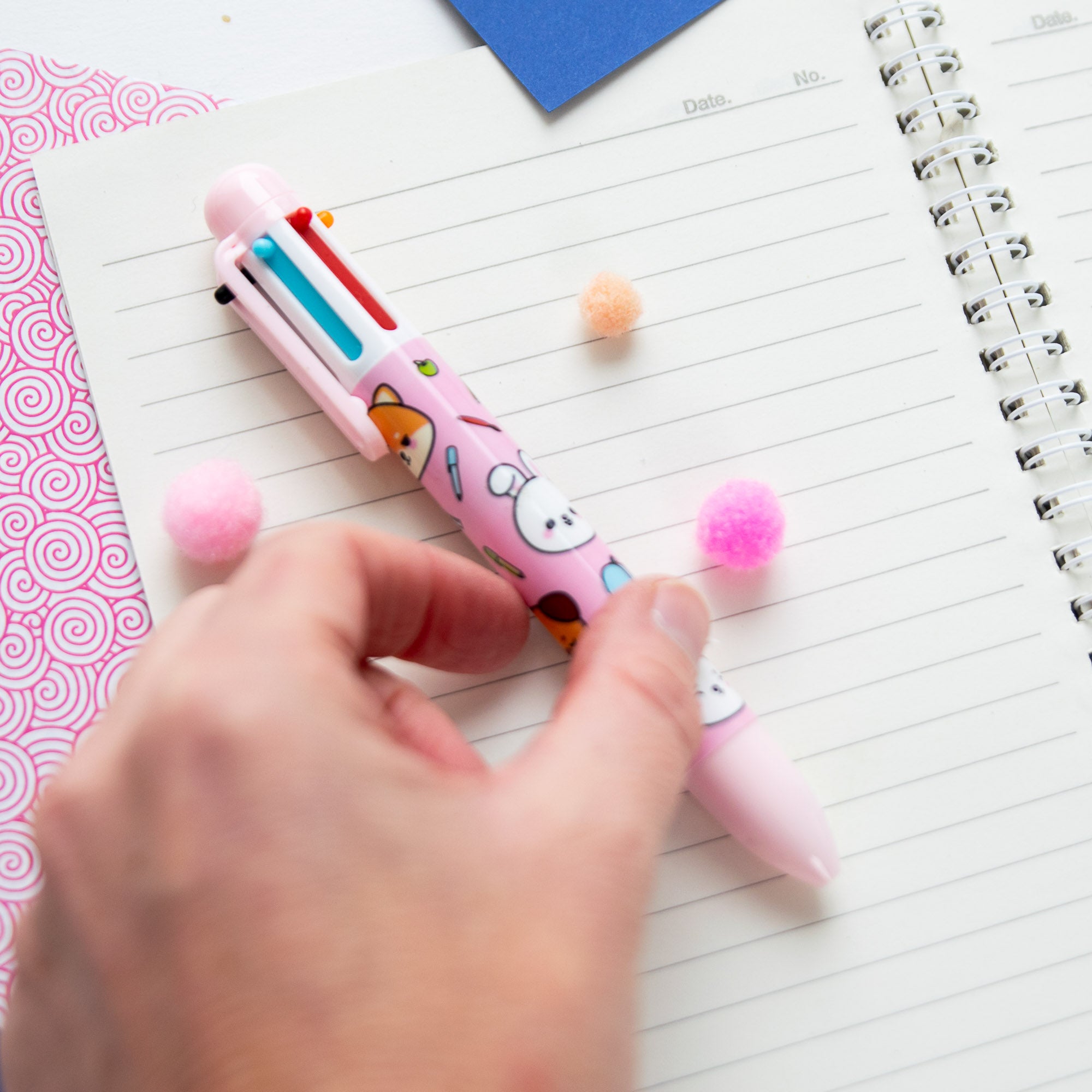 Stylo Kawaii 6 couleurs - Chien, Chat & Lapin