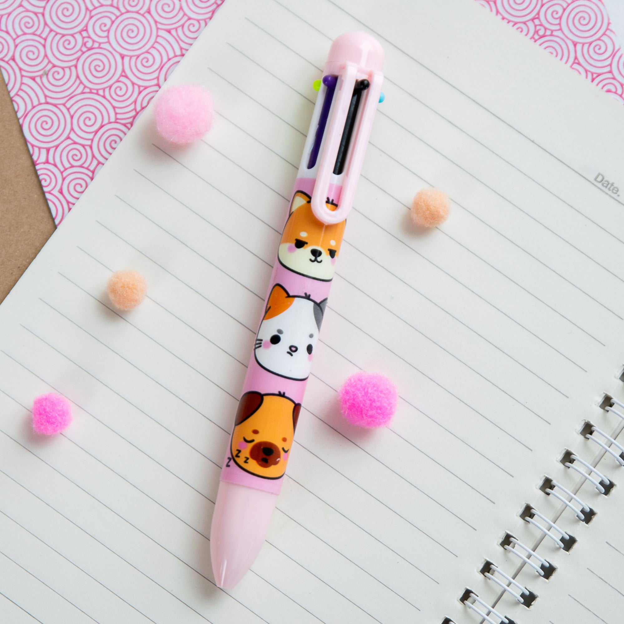 Stylo Kawaii 6 couleurs - Chien & Chat