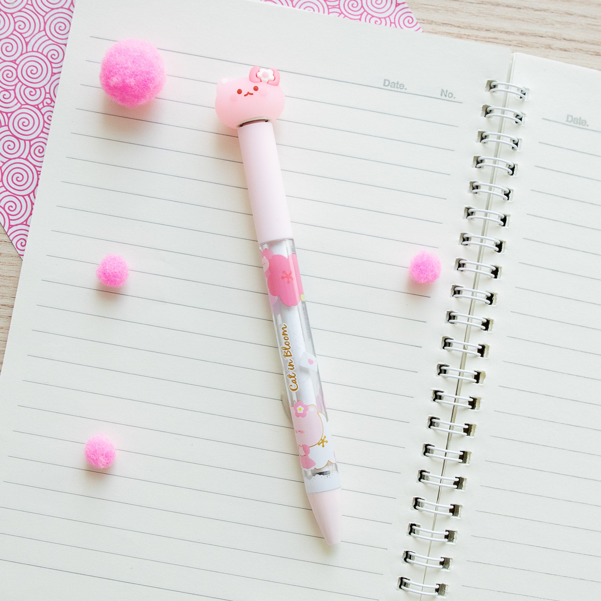 Stylo Kawaii Anti Stress - Chat Rose & Fleur Sakura