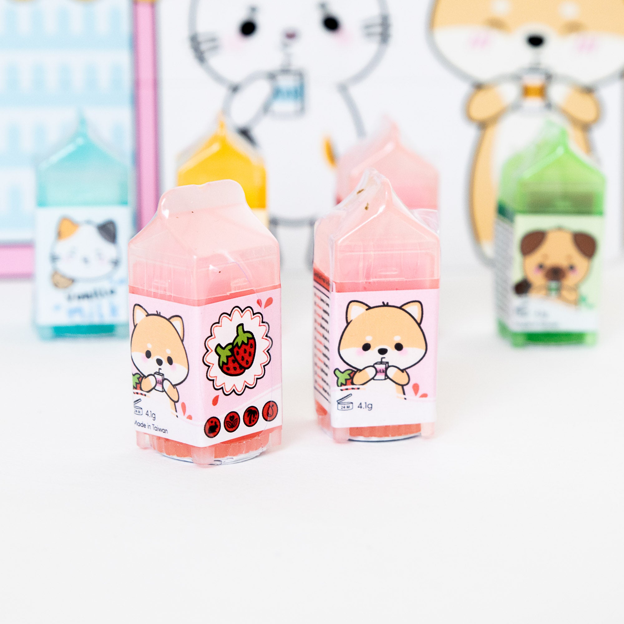 Mini Baume à lèvres 100% Vegan - Briquette de lait - Shiba Inu