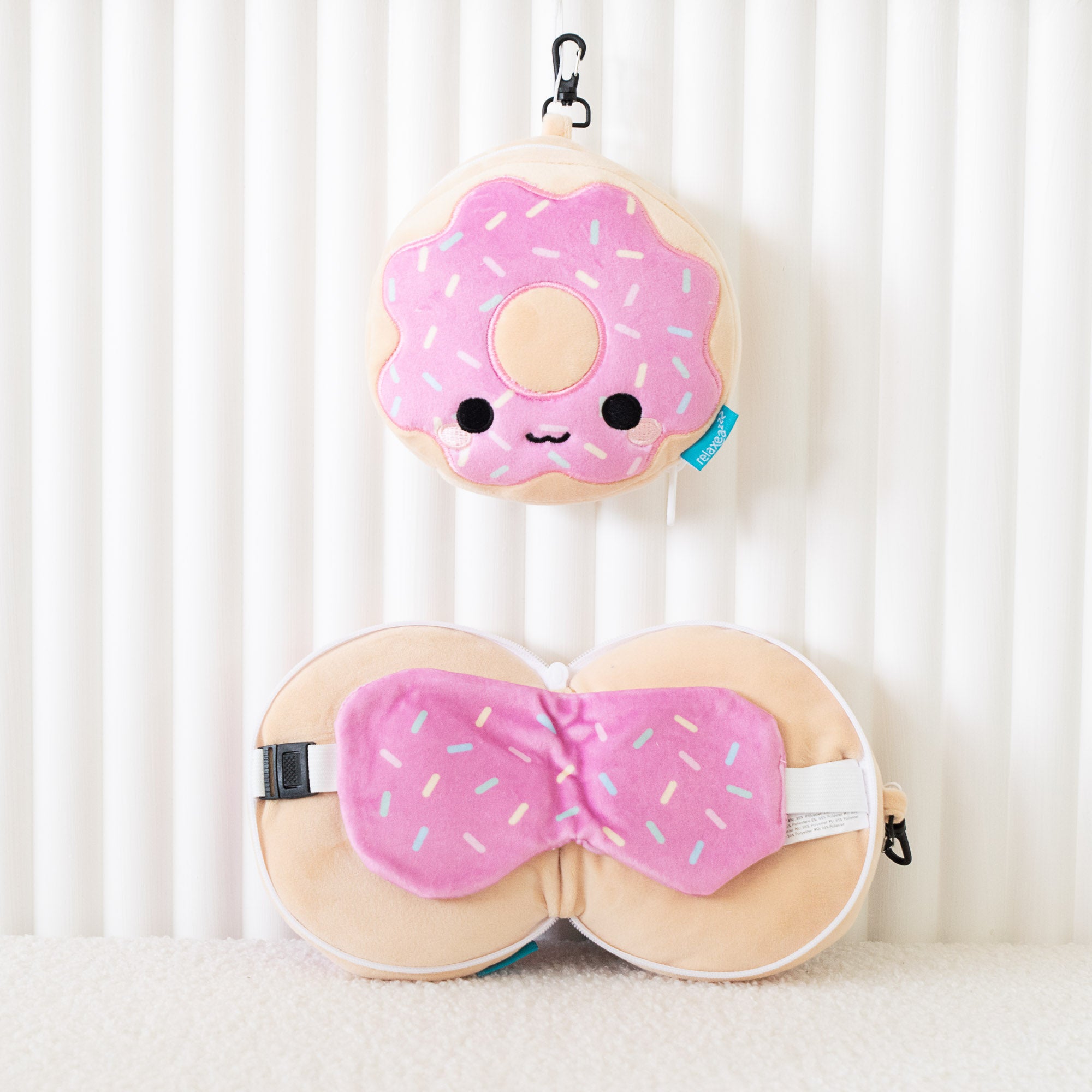 Coussin de voyage 2 en 1 avec masque - Donut