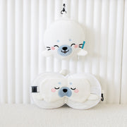 Coussin de voyage 2-en-1 avec masque - Kai le Phoque