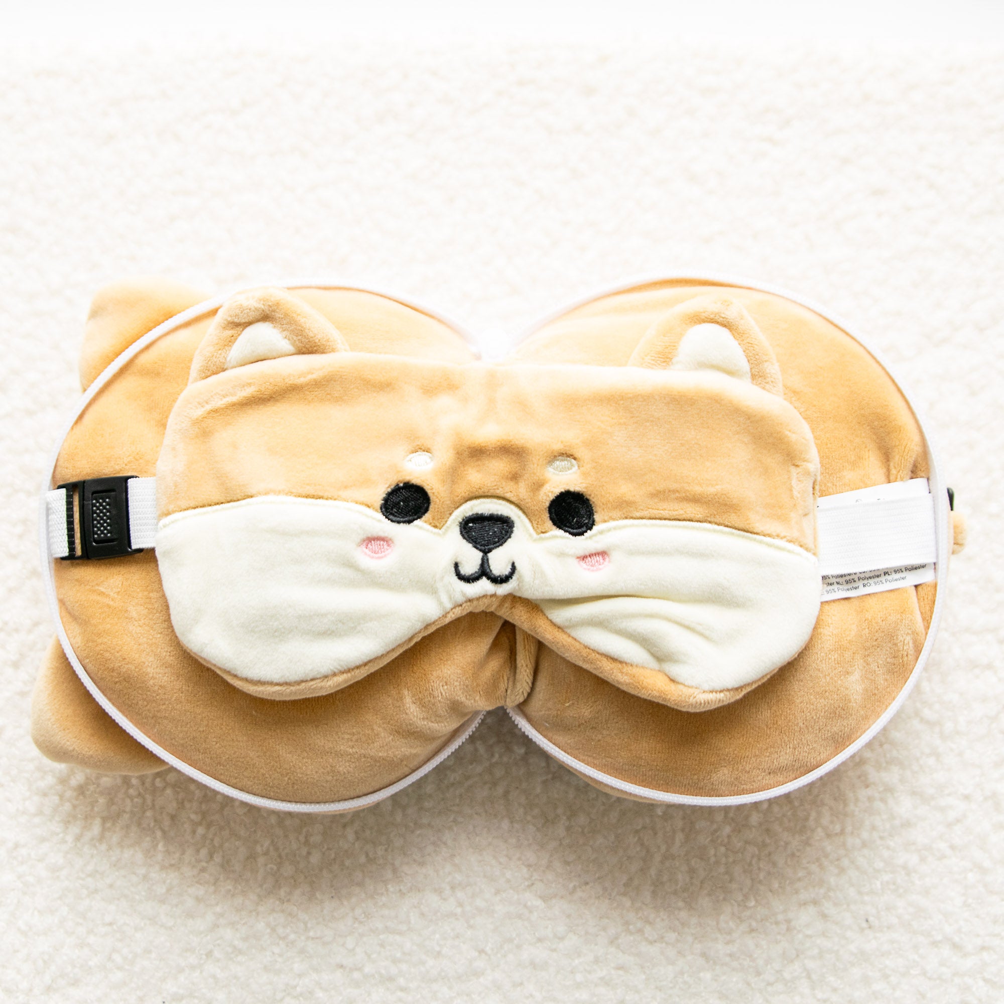 Coussin de voyage 2 en 1 avec masque - Shiba Inu