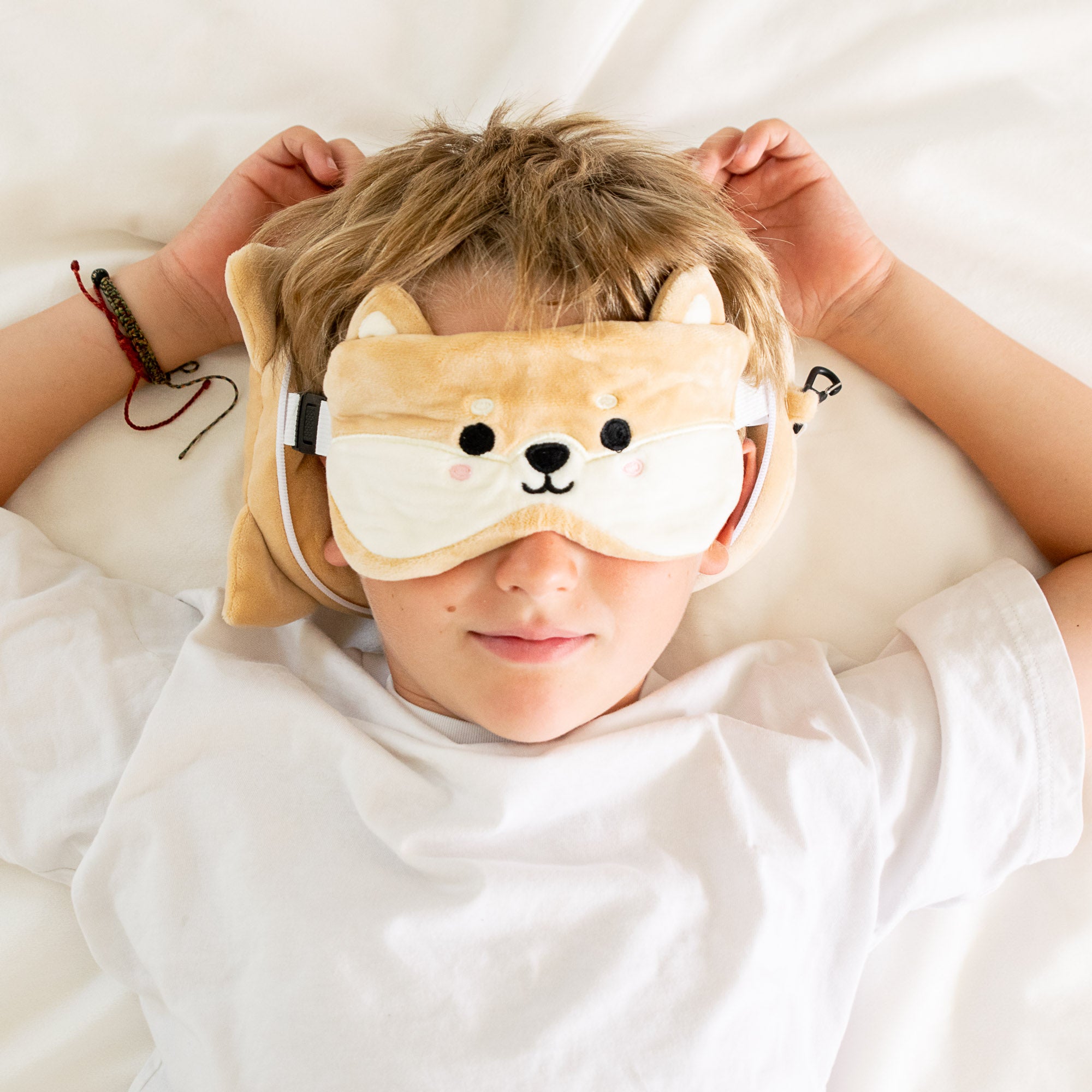 Coussin de voyage 2 en 1 avec masque - Shiba Inu