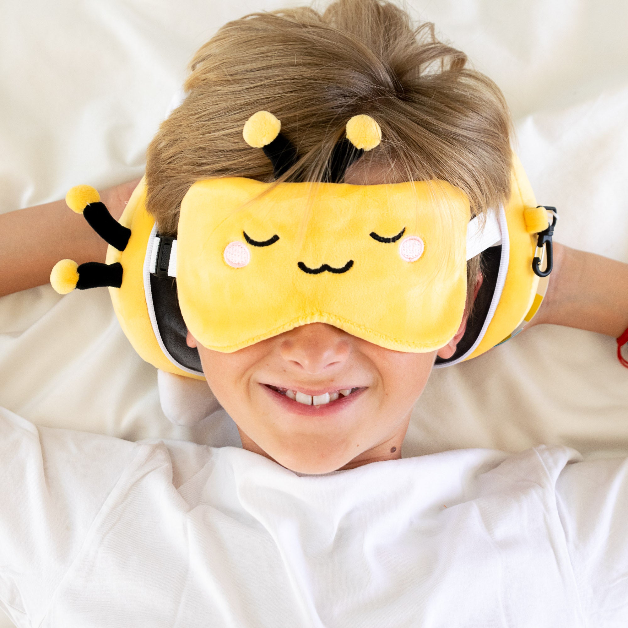 Coussin de voyage 2 en 1 avec masque - Bobby l'Abeile