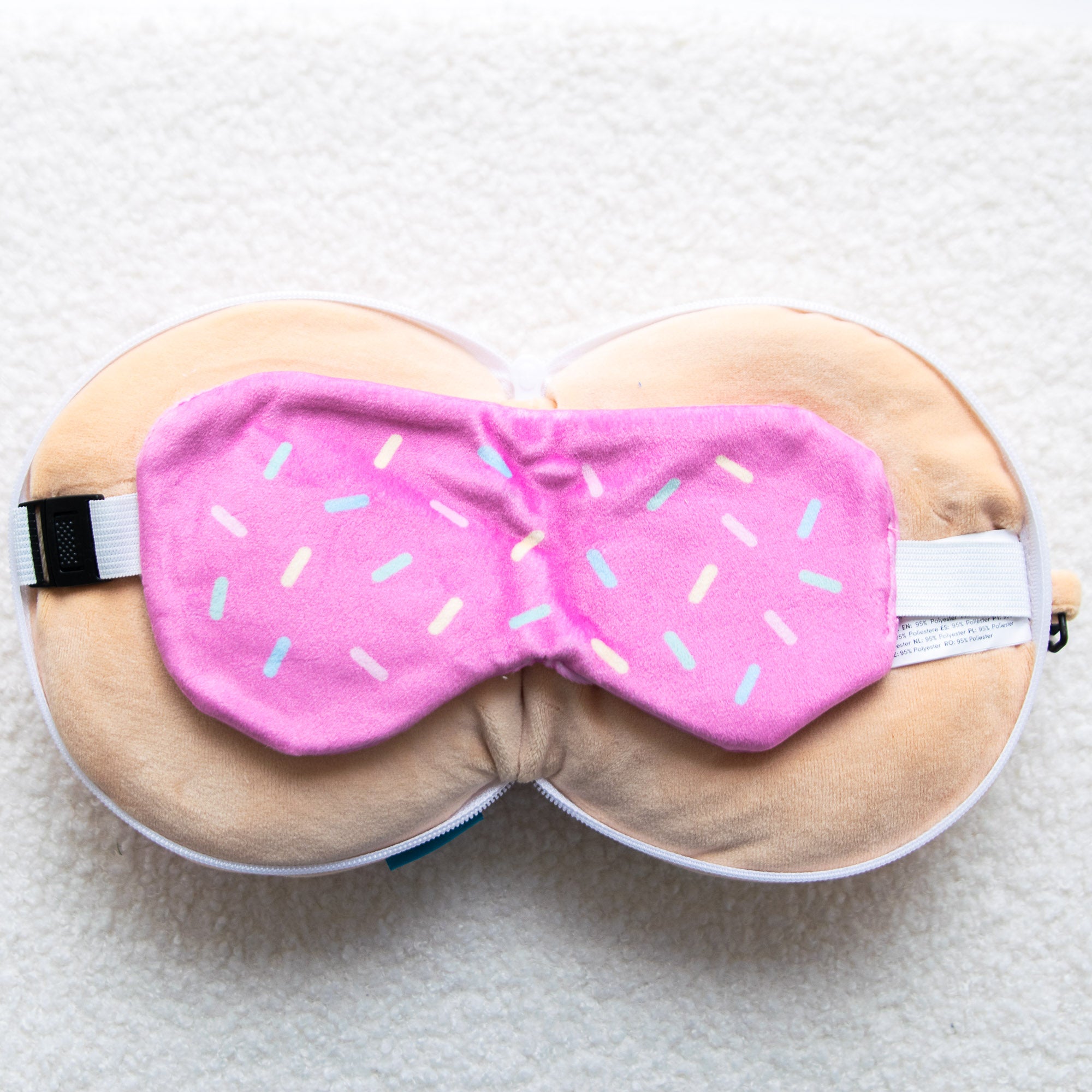 Coussin de voyage 2 en 1 avec masque - Donut