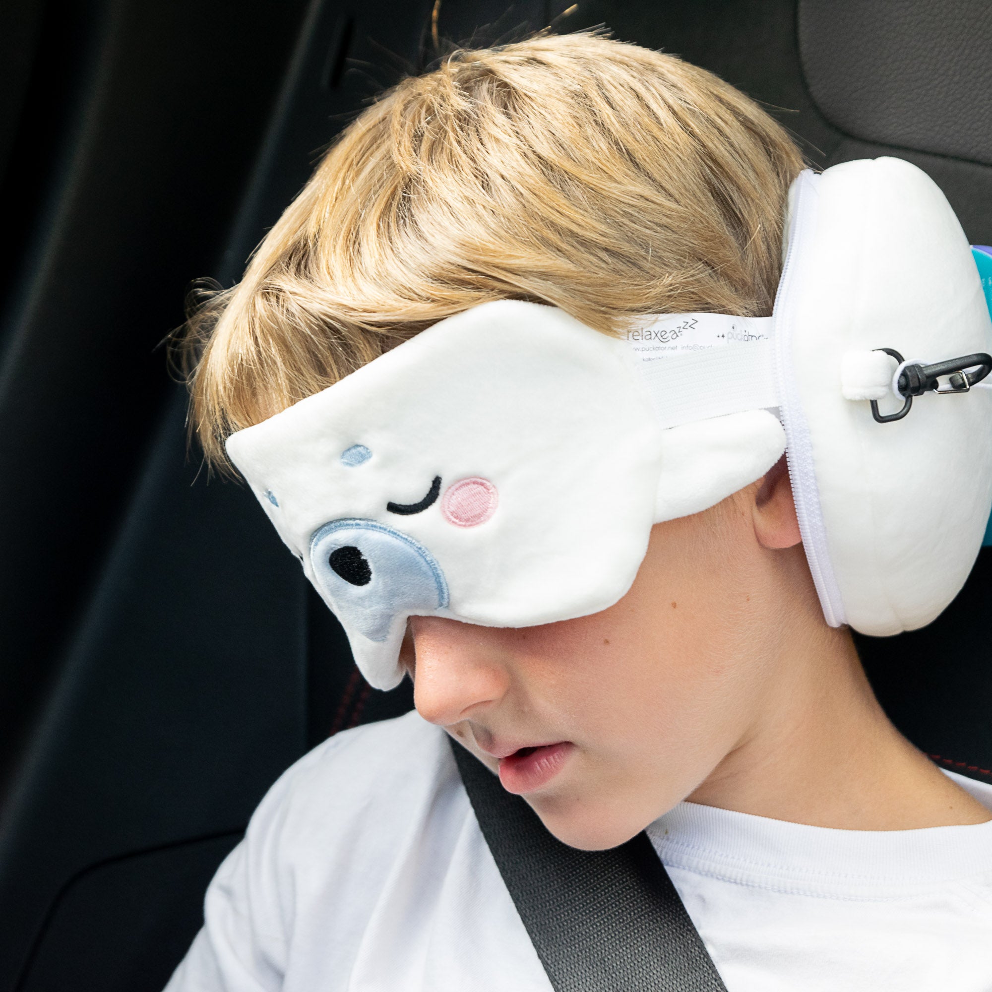 Coussin de voyage 2-en-1 avec masque - Kai le Phoque