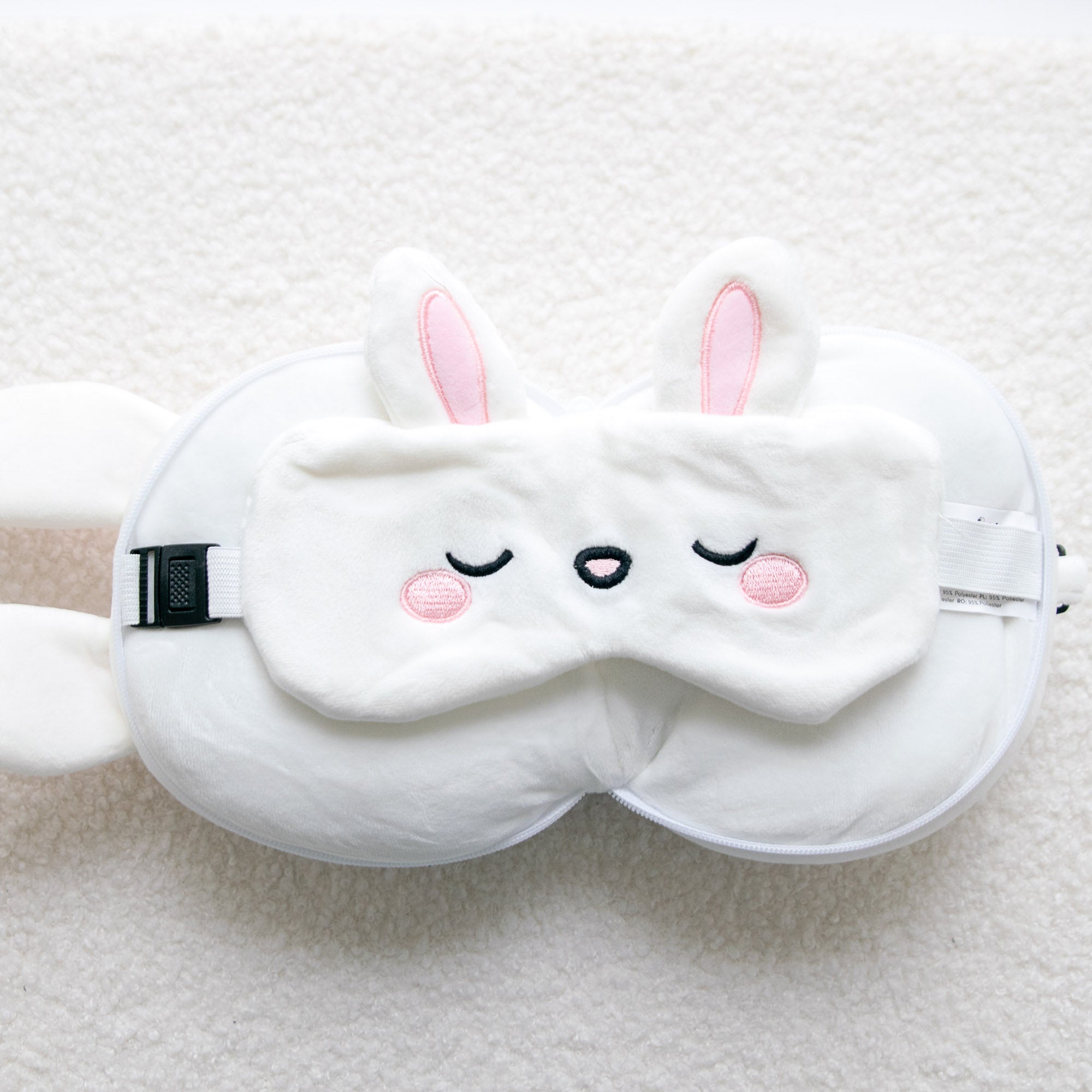 Coussin de voyage 2-en-1 avec masque, Frances le Lapin