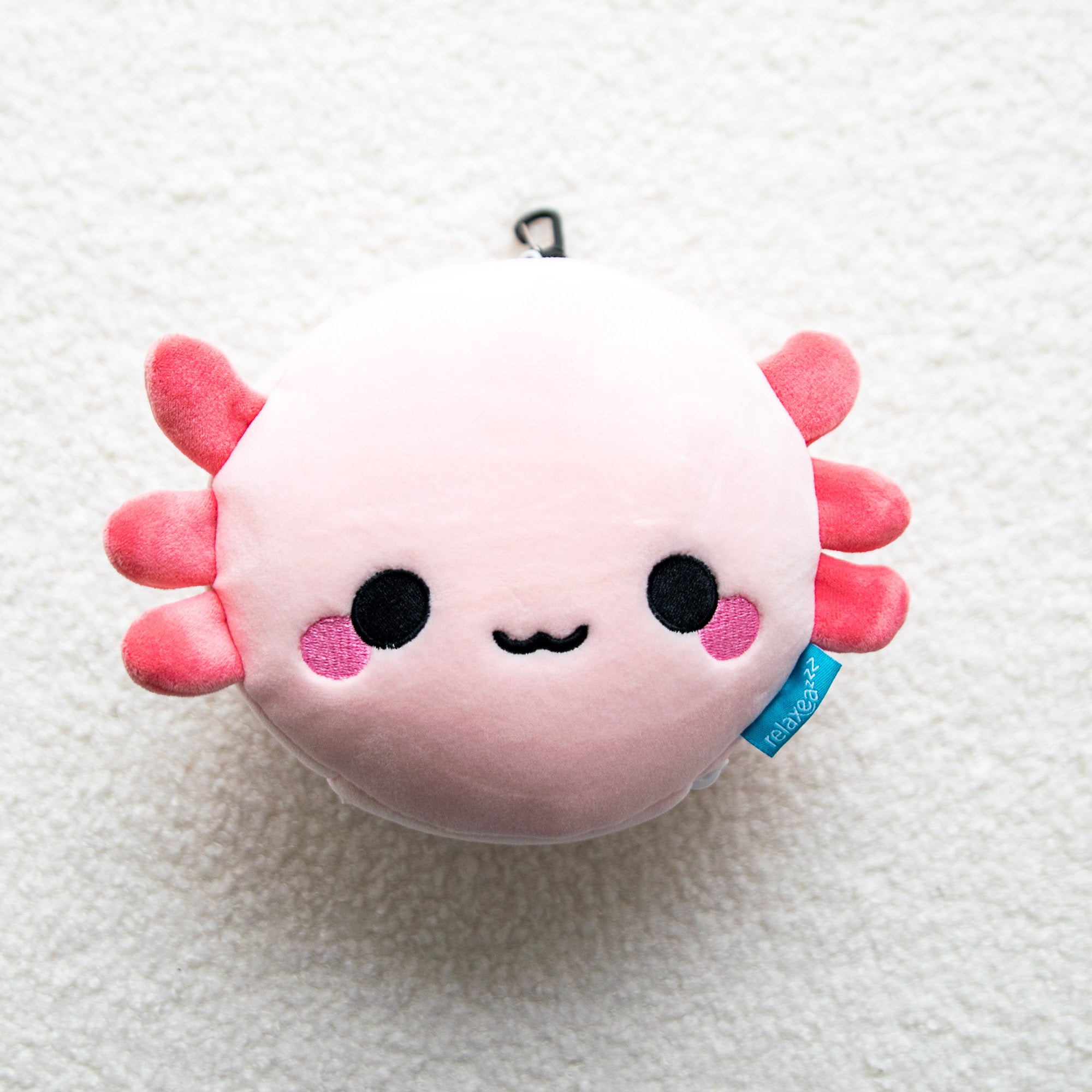 Coussin de voyage 2-en-1 avec masque - Maddie l’Axolotl