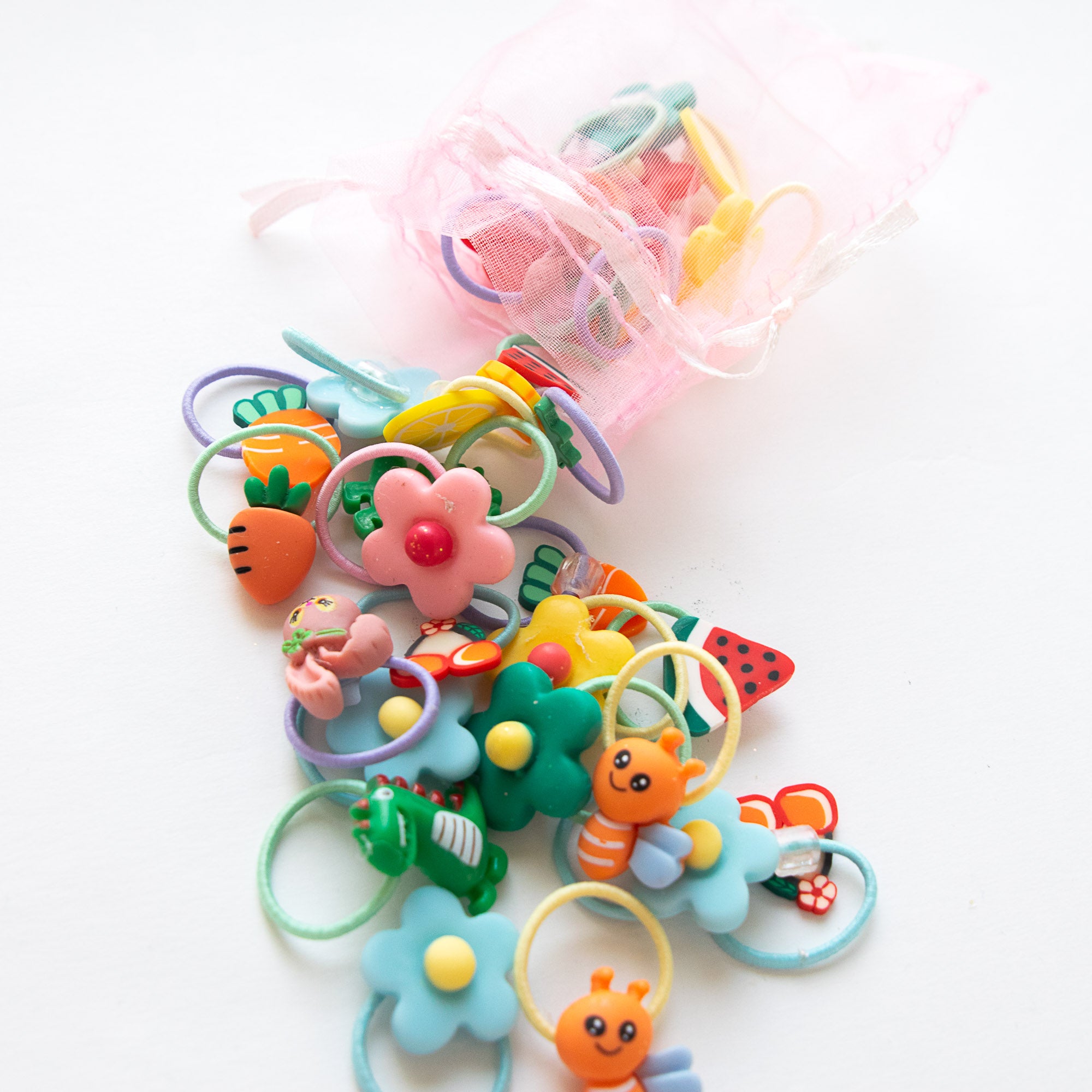 Lot de 30 élastiques Cheveux – Assortiment Fleurs & Animaux