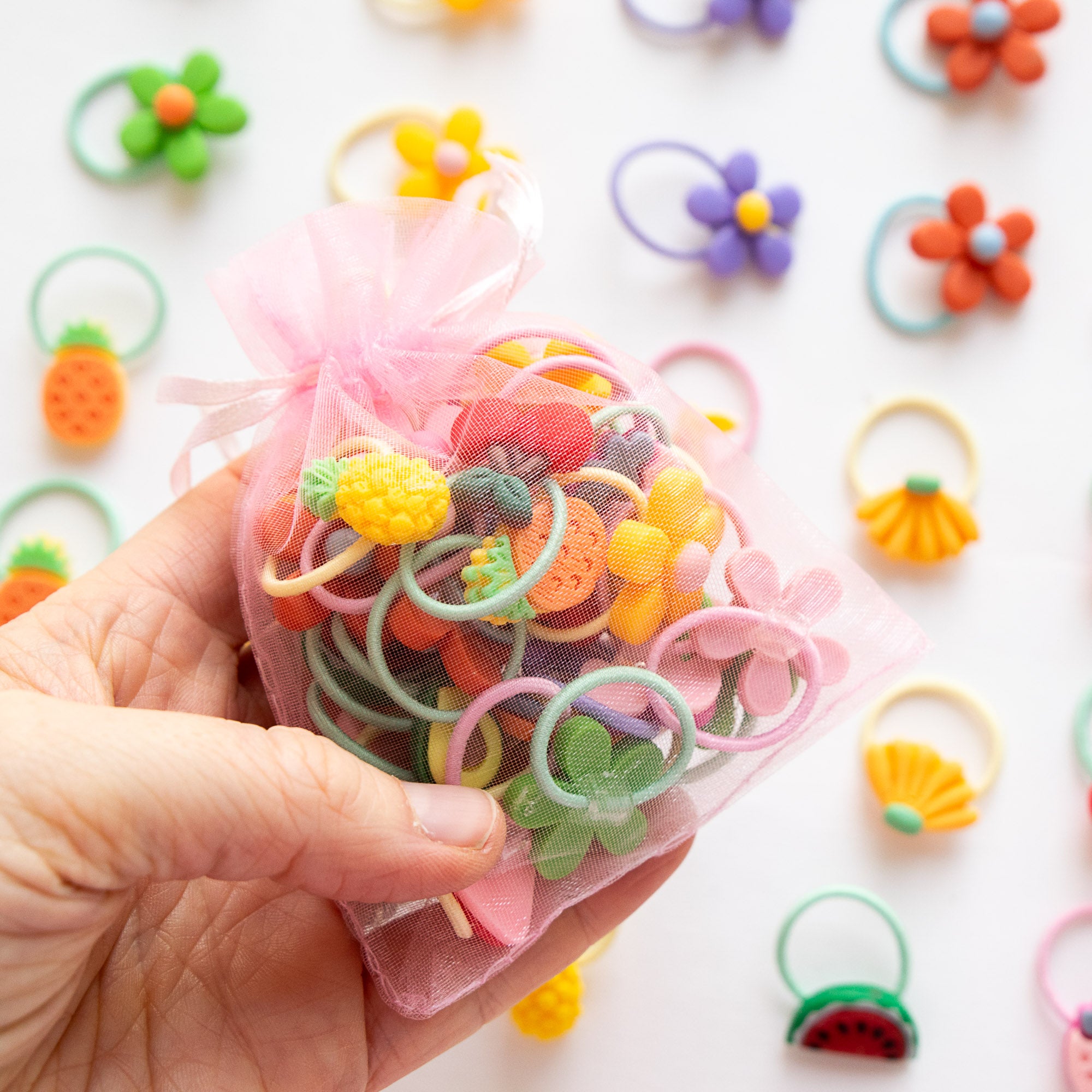 Lot de 30 élastiques Cheveux – Assortiment Fruits Vitaminés