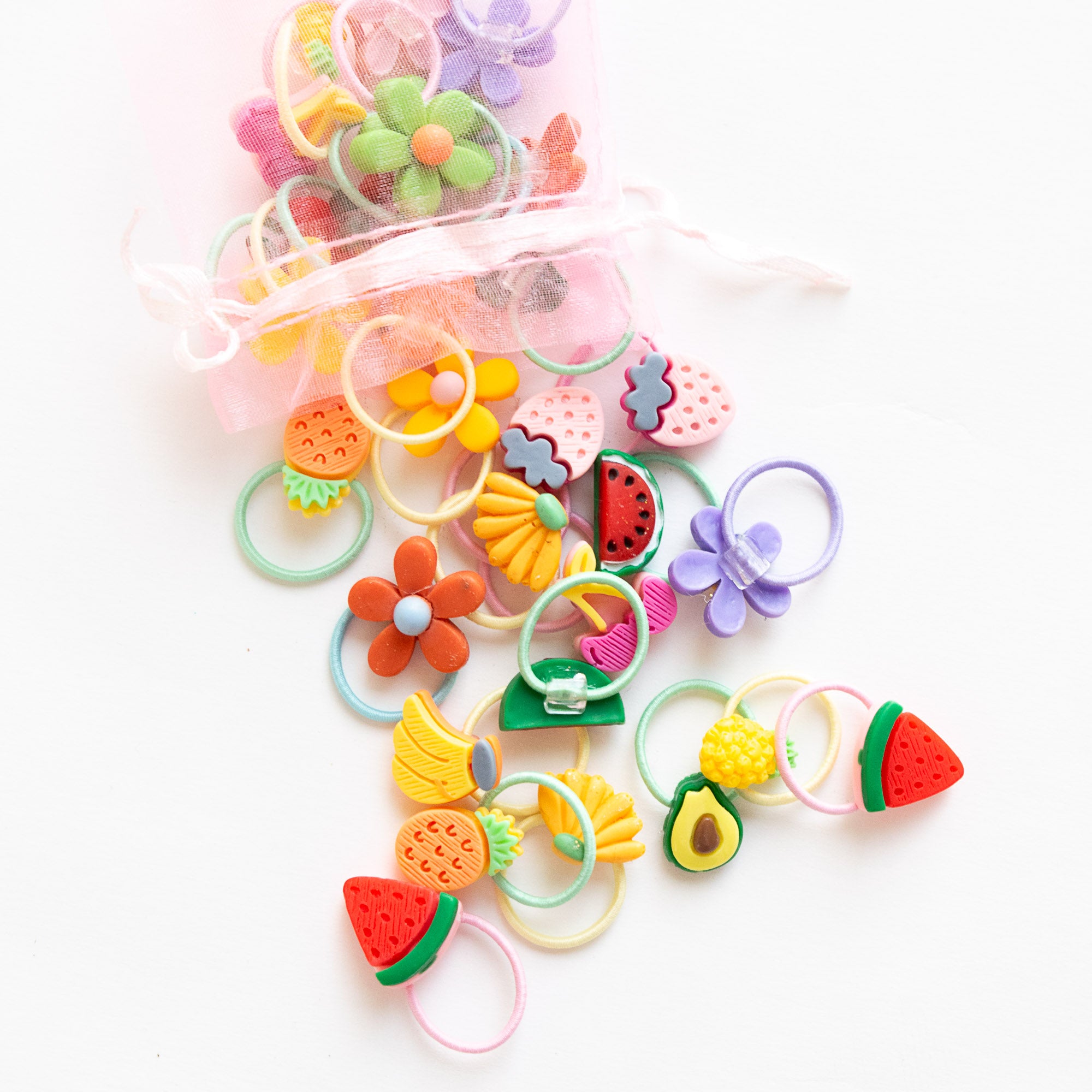 Lot de 30 élastiques Cheveux – Assortiment Fruits Vitaminés