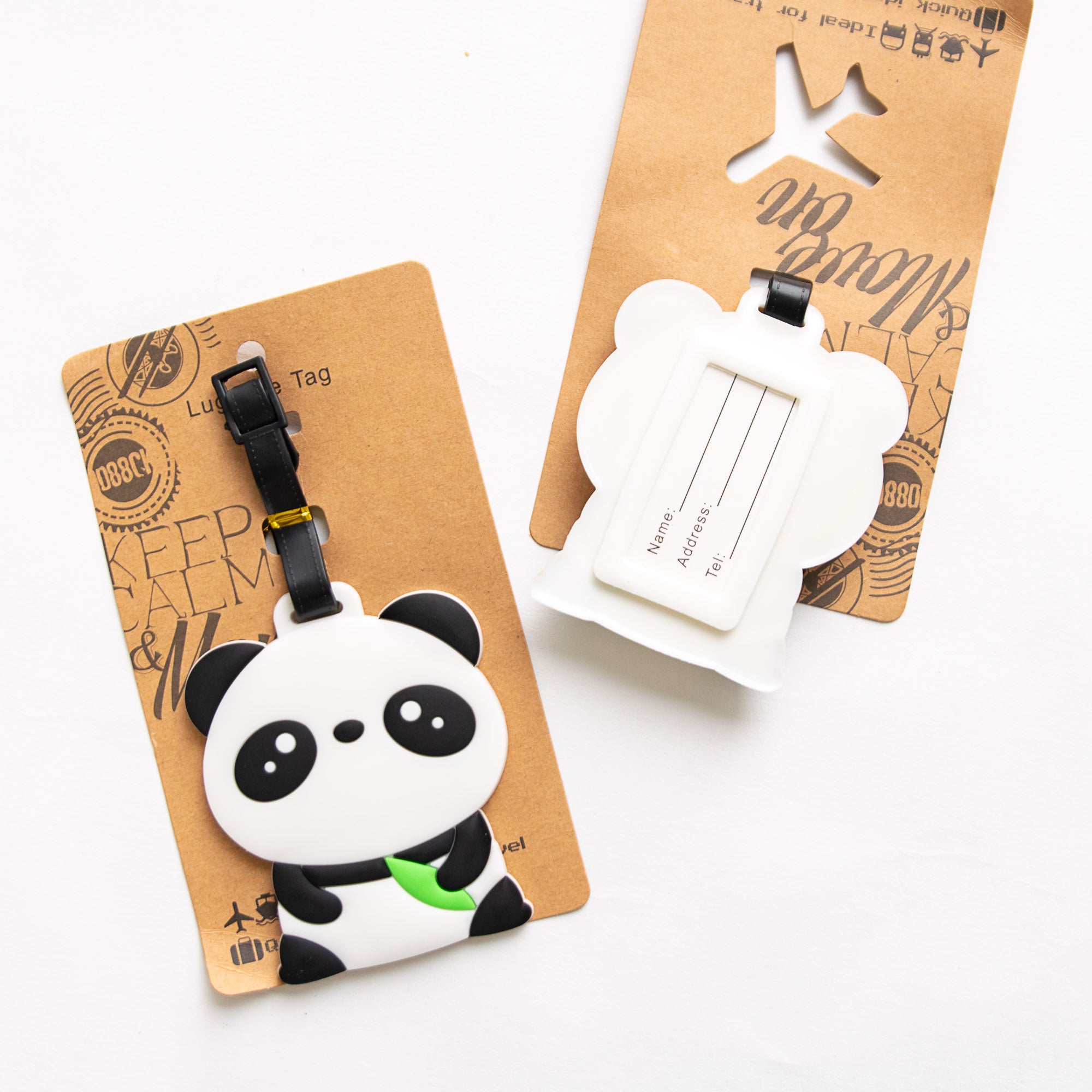 Etiquette à Bagage Panda Feuille de bambou