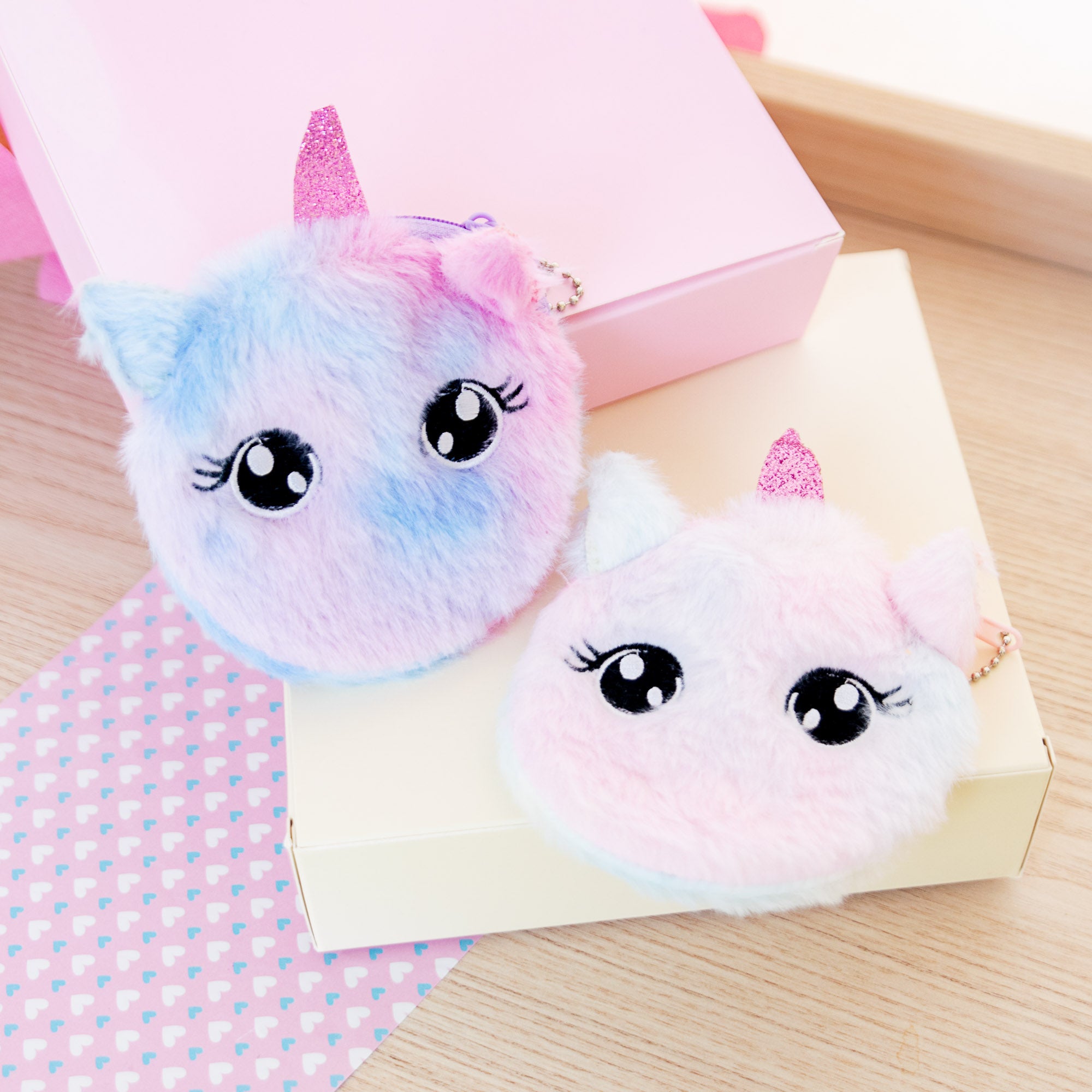 Porte Monnaie Peluche Licorne Eveillée