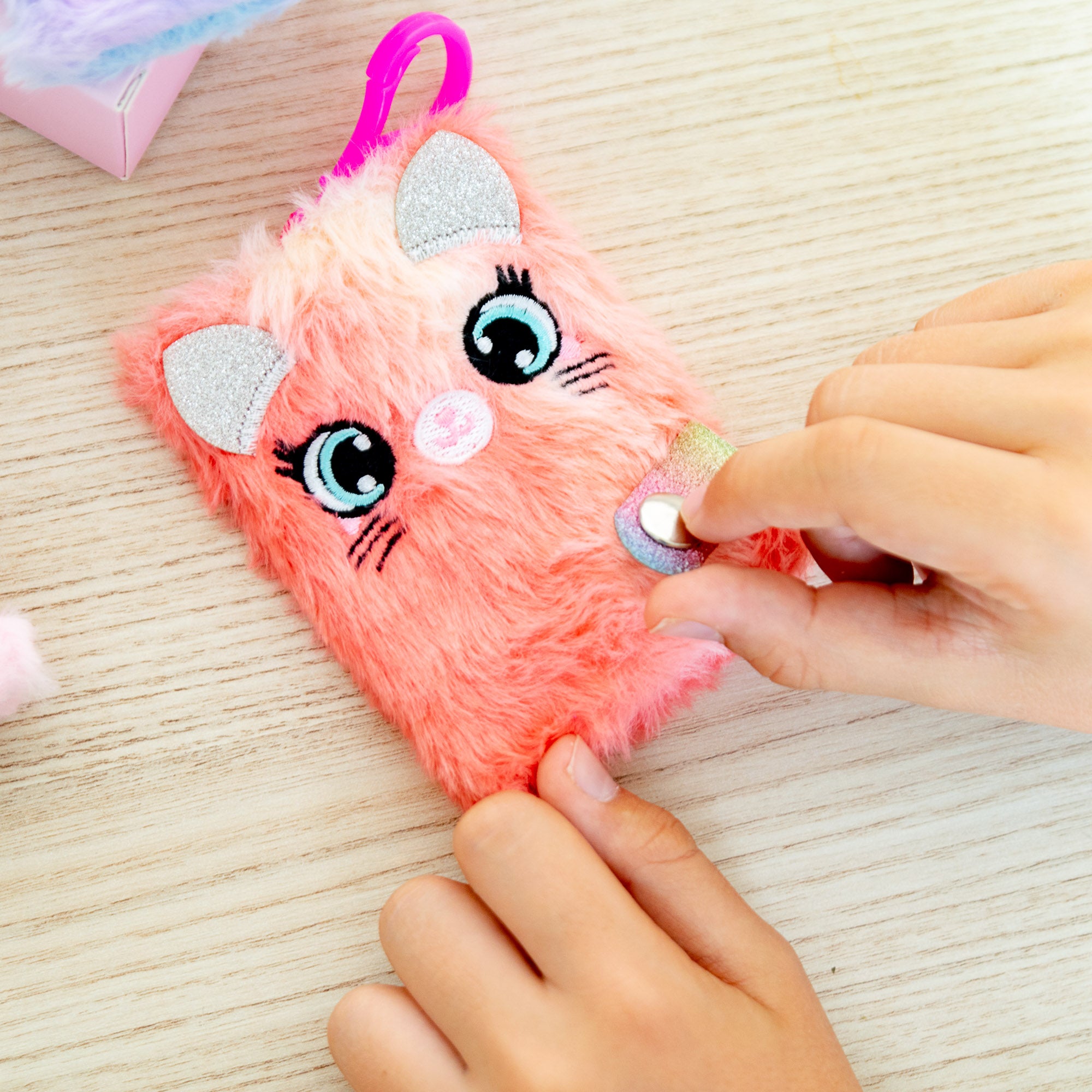 Mini Carnet Licorne - Couverture peluche