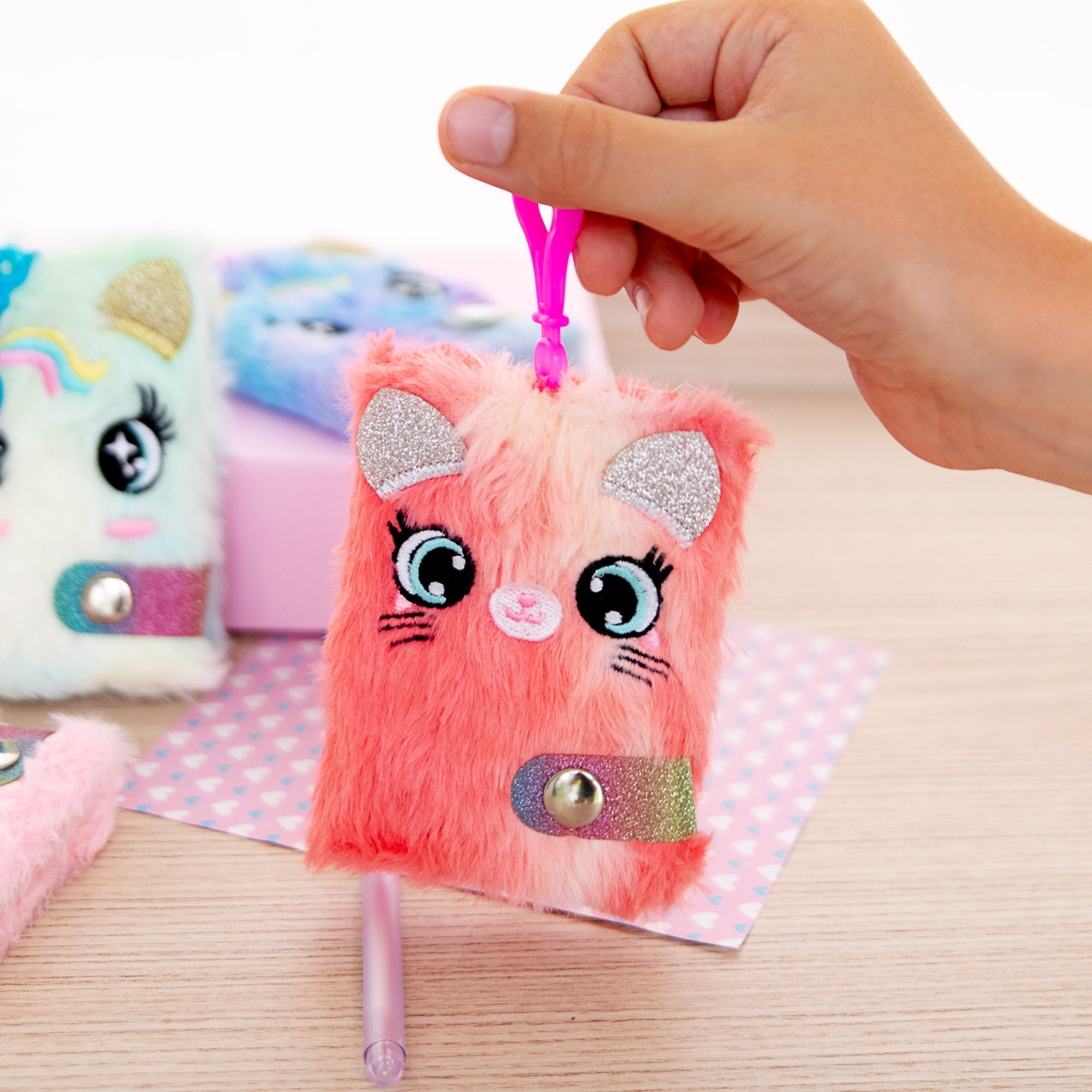 Mini Carnet Licorne - Couverture peluche