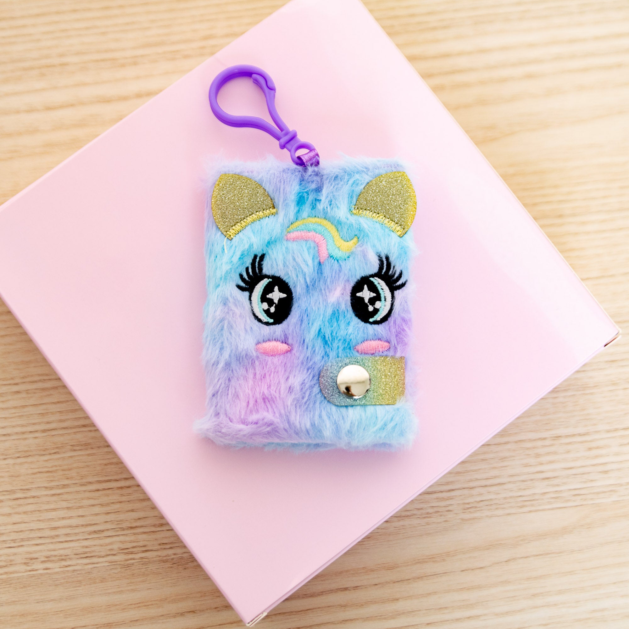 Mini Carnet Licorne - Couverture peluche