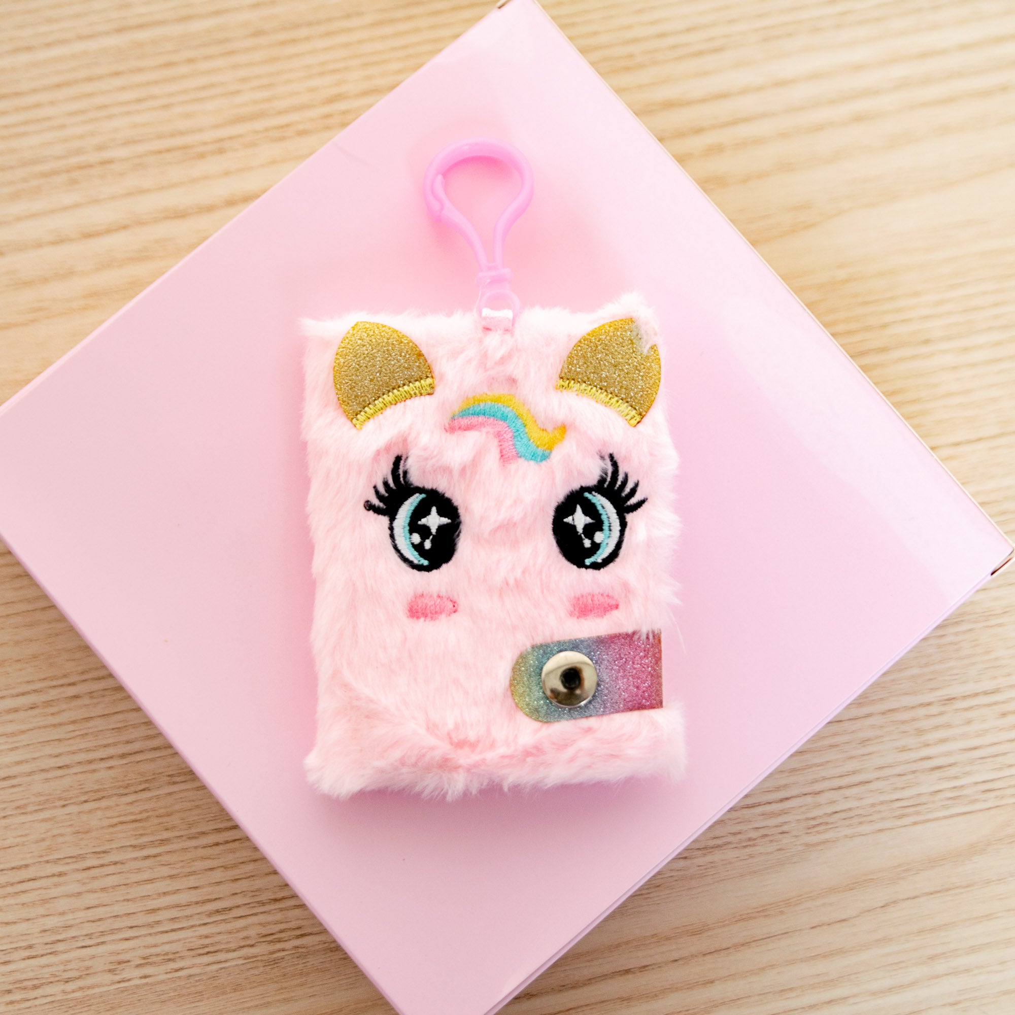 Mini Carnet Licorne - Couverture peluche