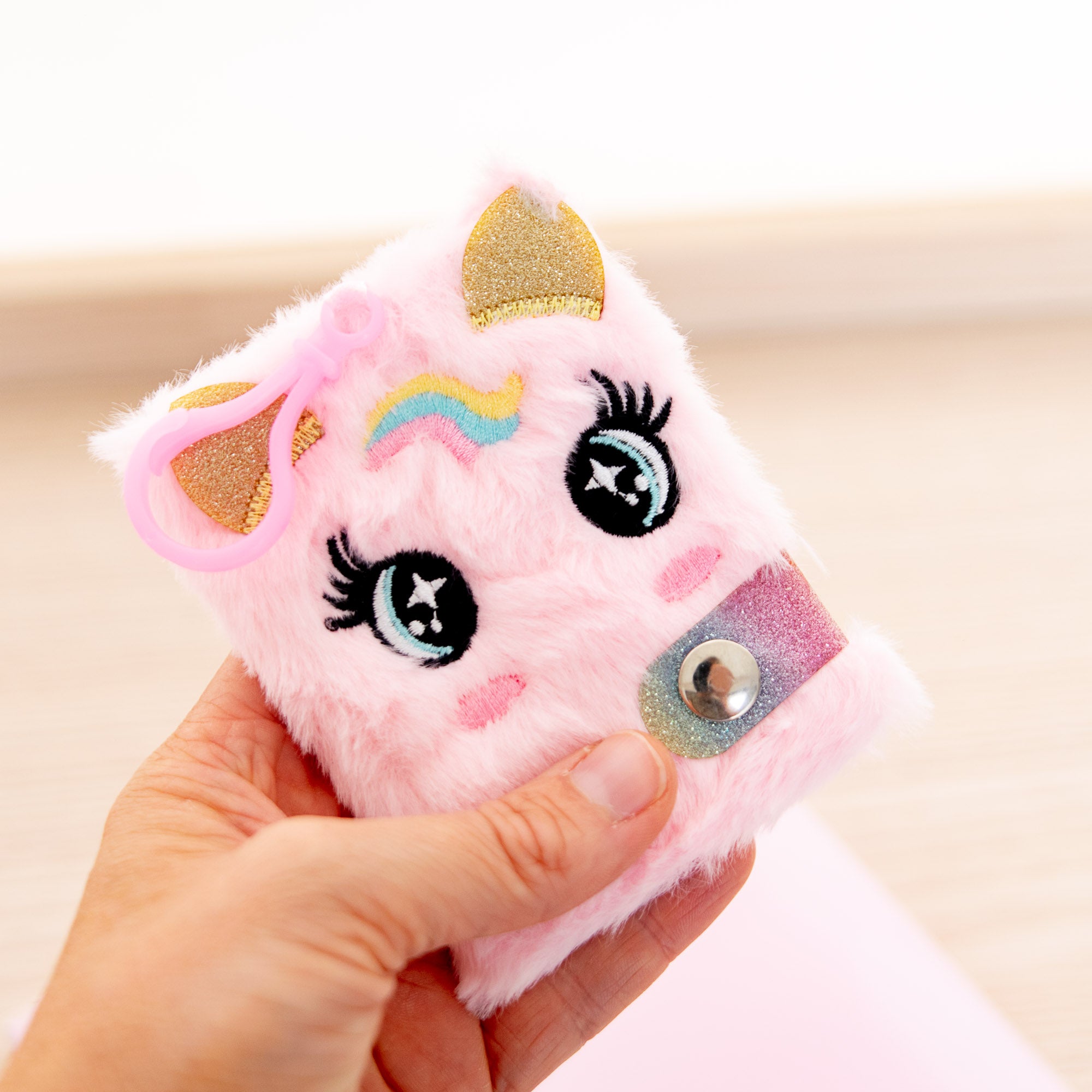 Mini Carnet Licorne - Couverture peluche
