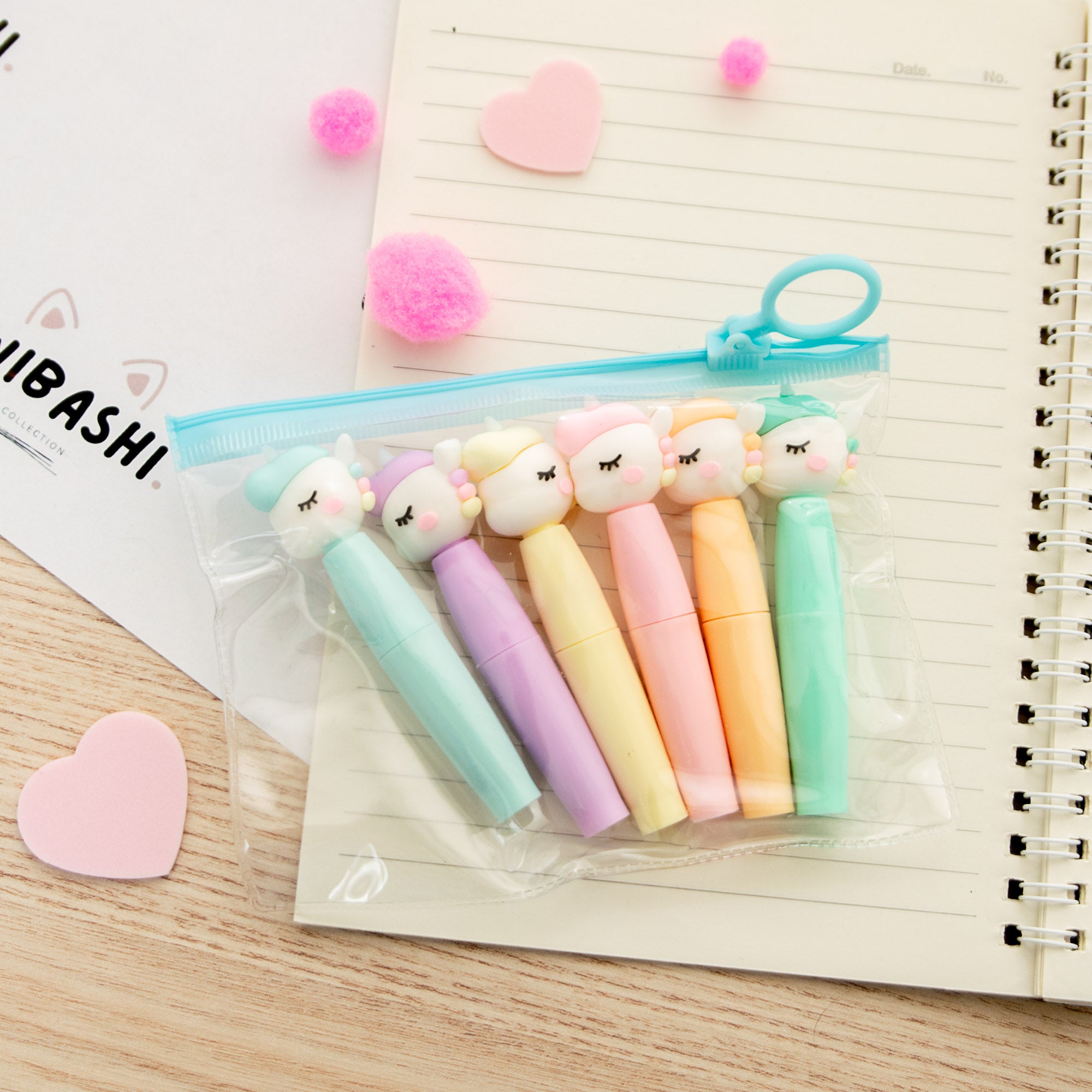 Mini Surligneurs Licorne - Set de 6 avec Pochette