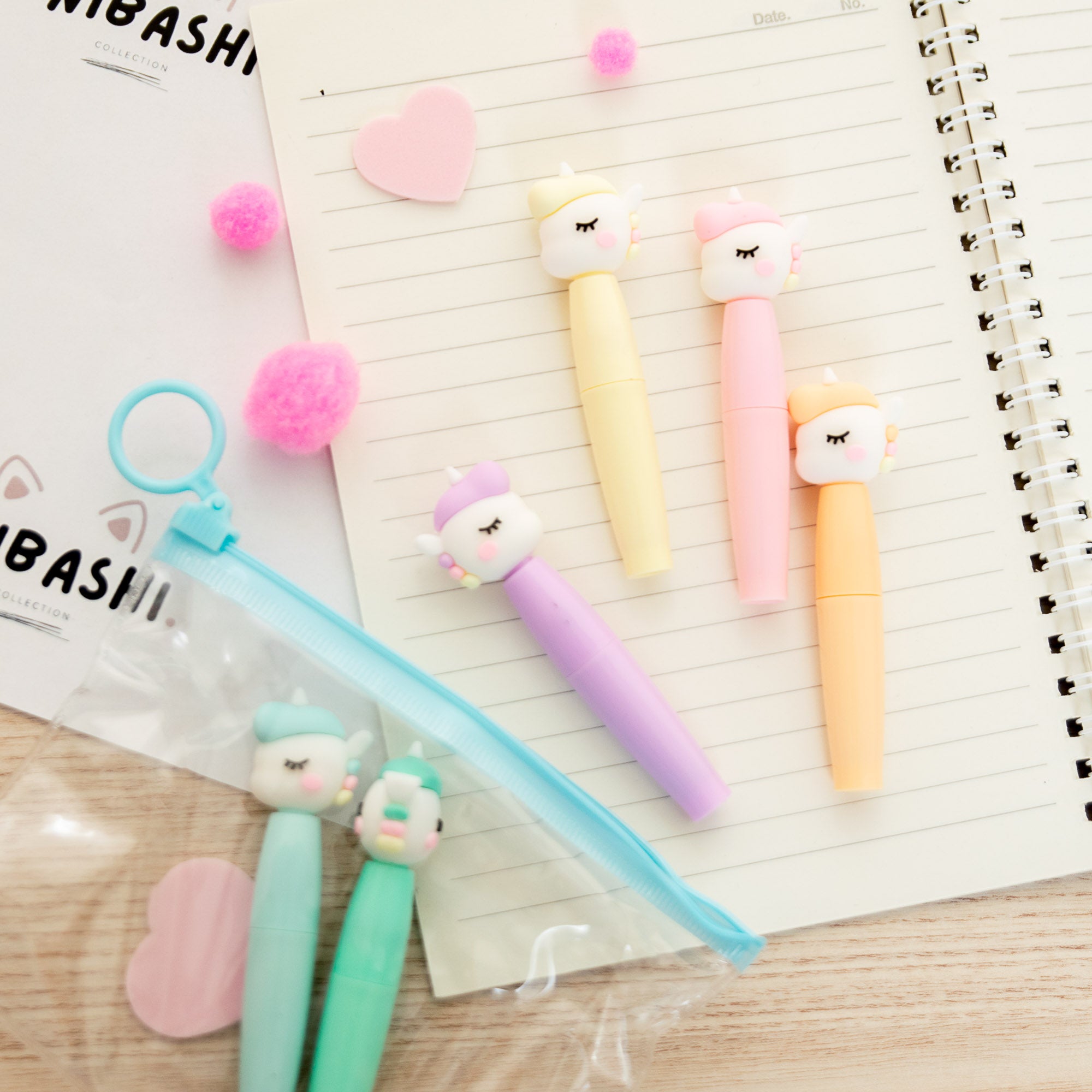 Mini Surligneurs Licorne - Set de 6 avec Pochette