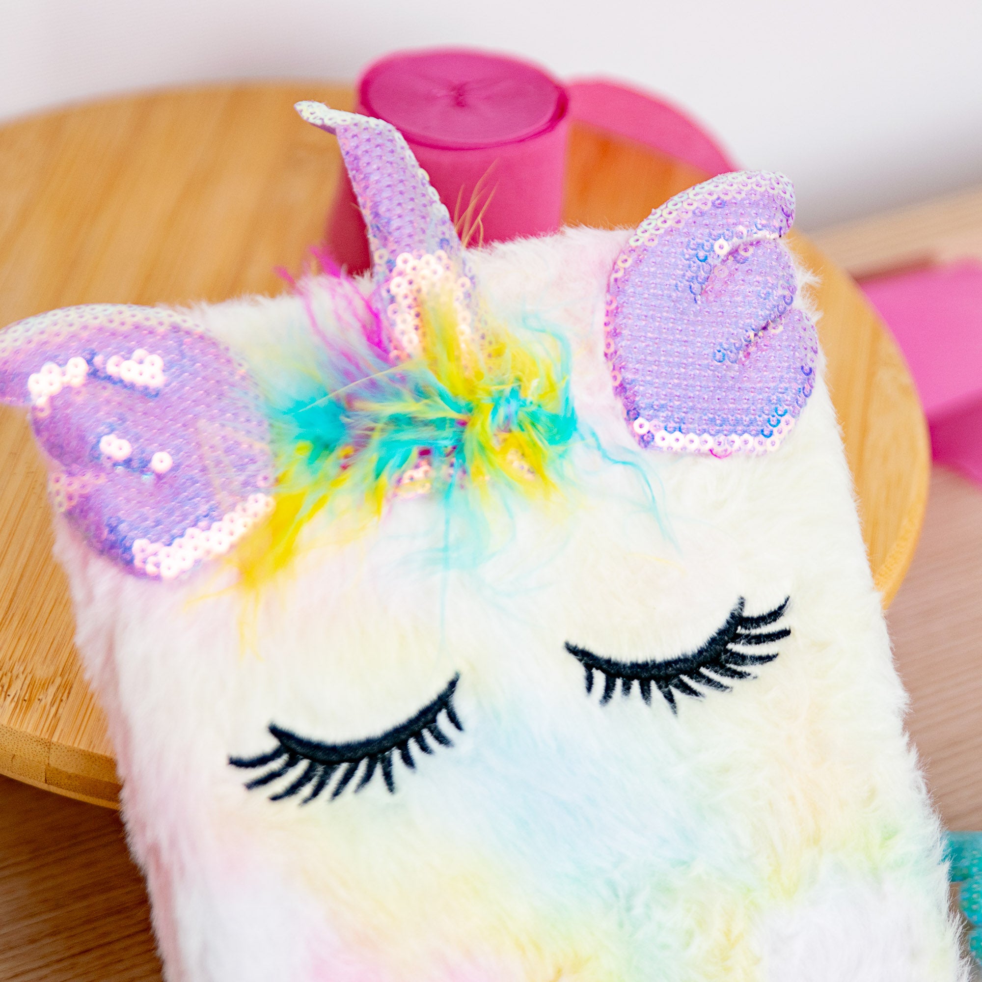 Carnet A5 Courverture Peluche - Licorne