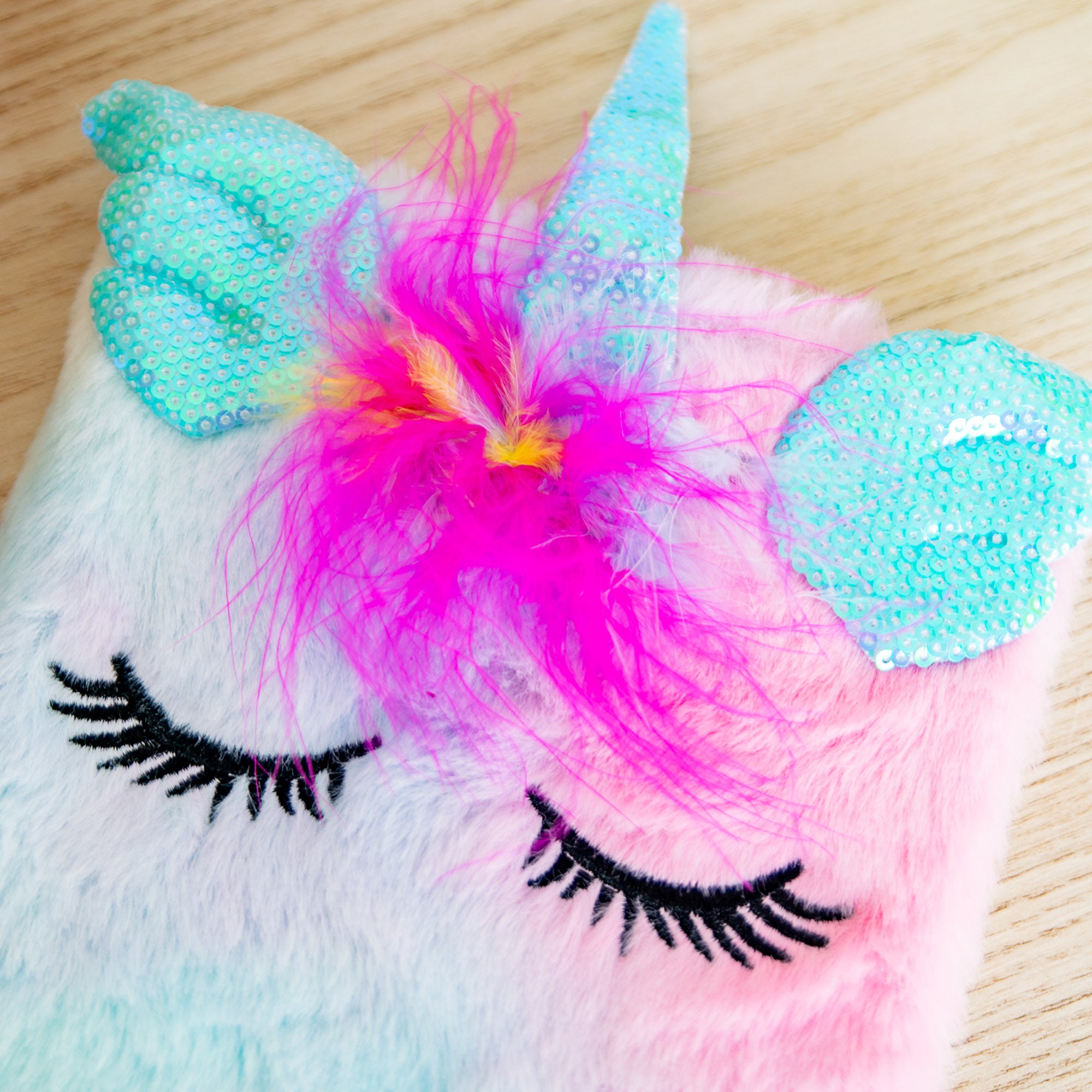 Carnet A5 Courverture Peluche - Licorne