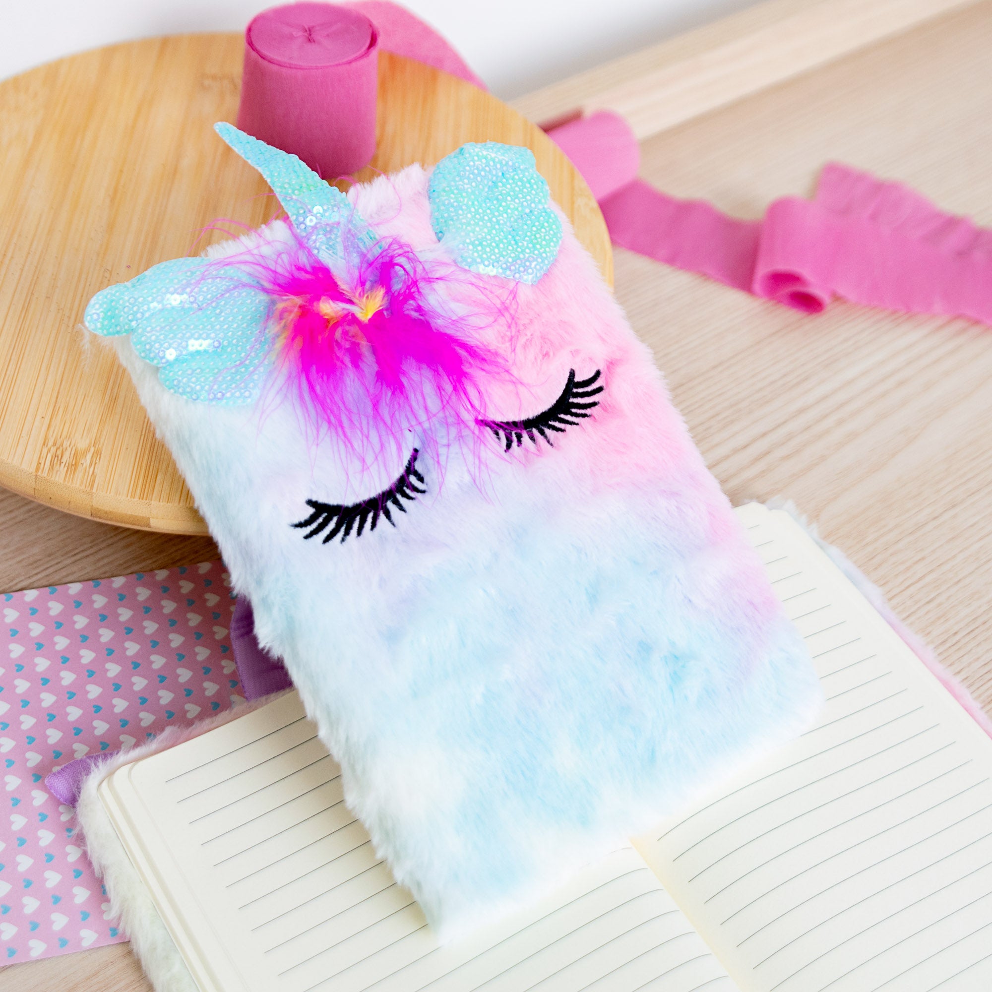 Carnet A5 Courverture Peluche - Licorne