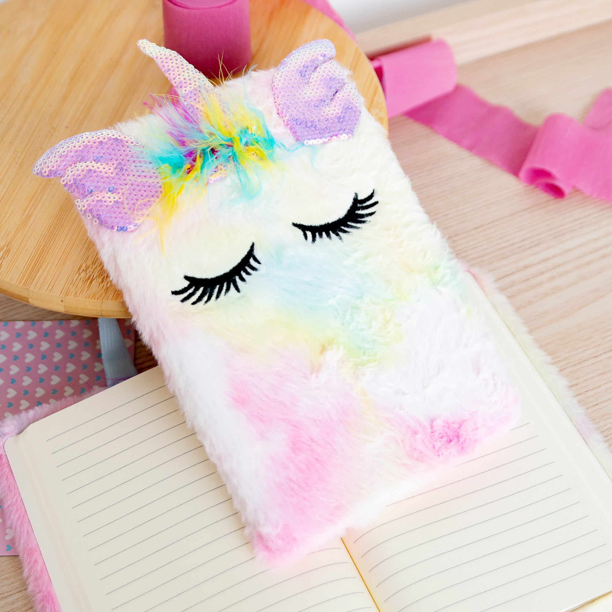 Carnet A5 Courverture Peluche - Licorne