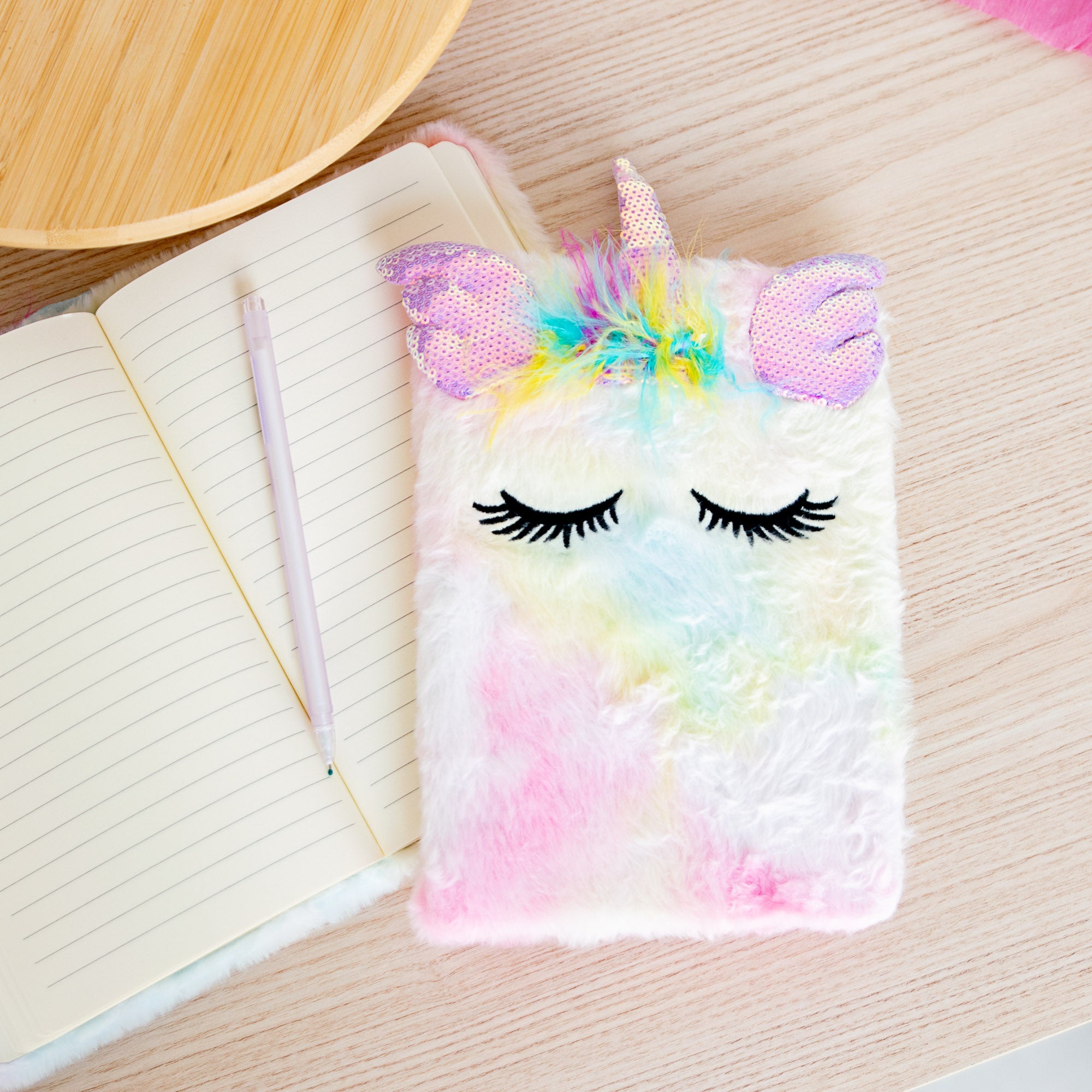 Carnet A5 Courverture Peluche - Licorne