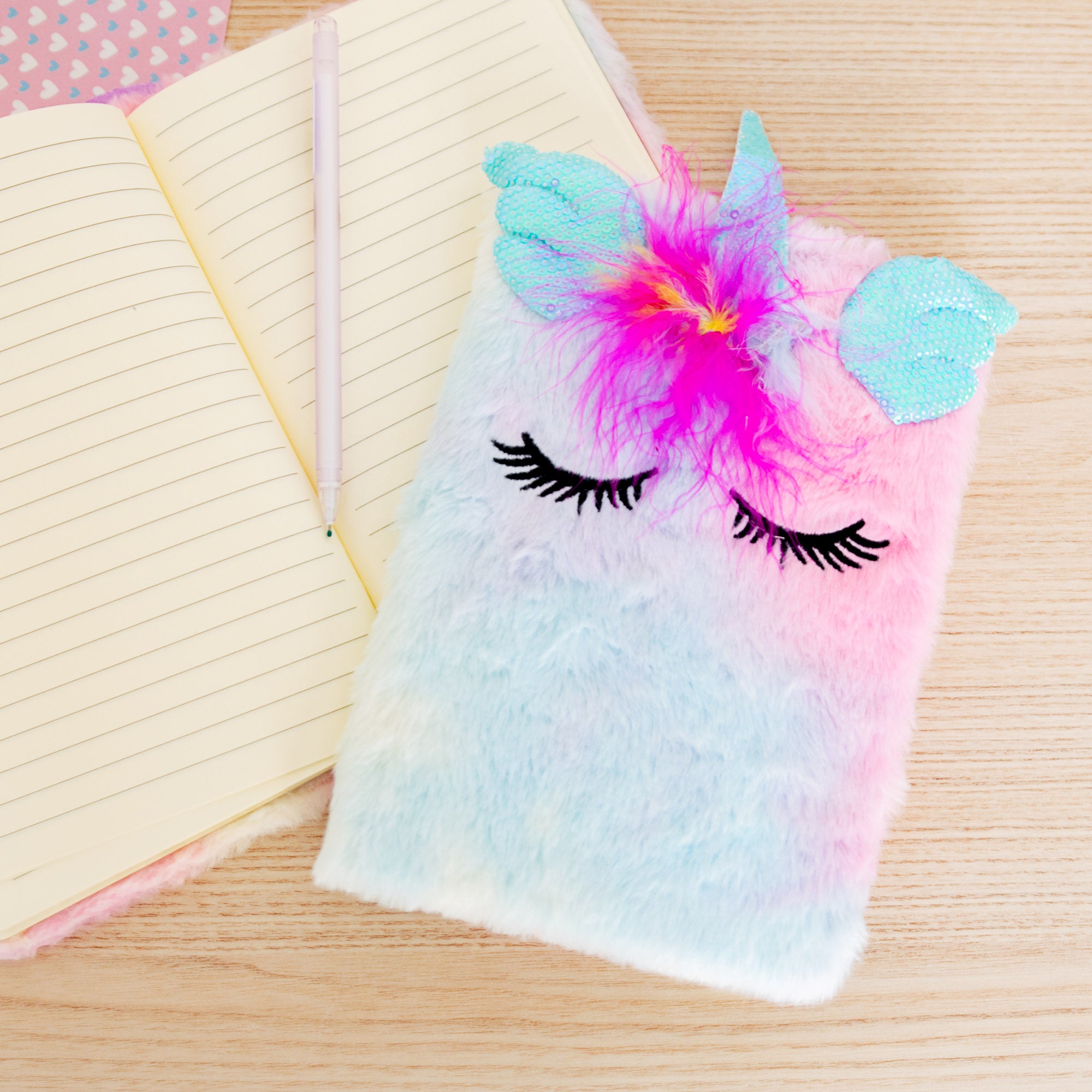 Carnet A5 Courverture Peluche - Licorne