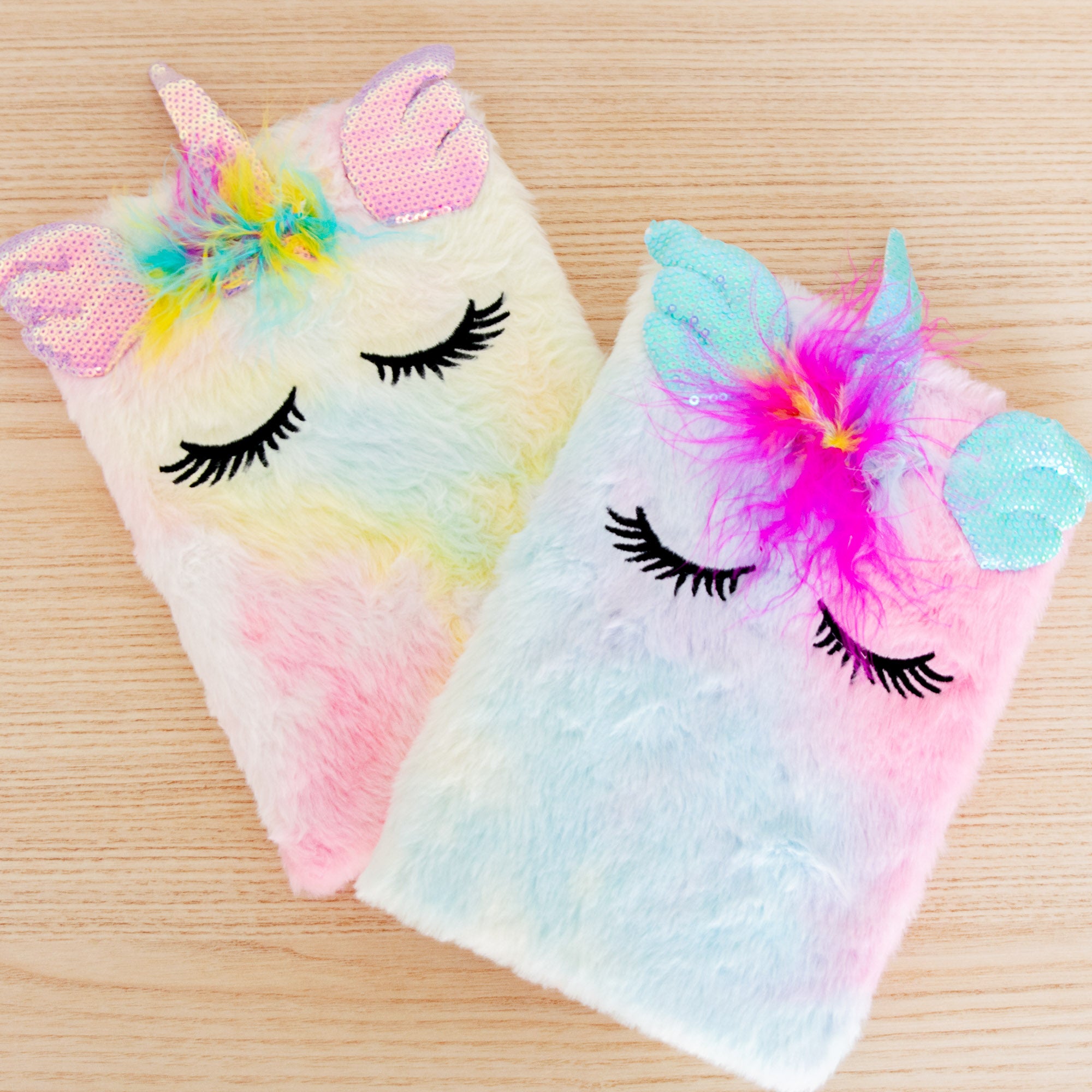 Carnet A5 Courverture Peluche - Licorne