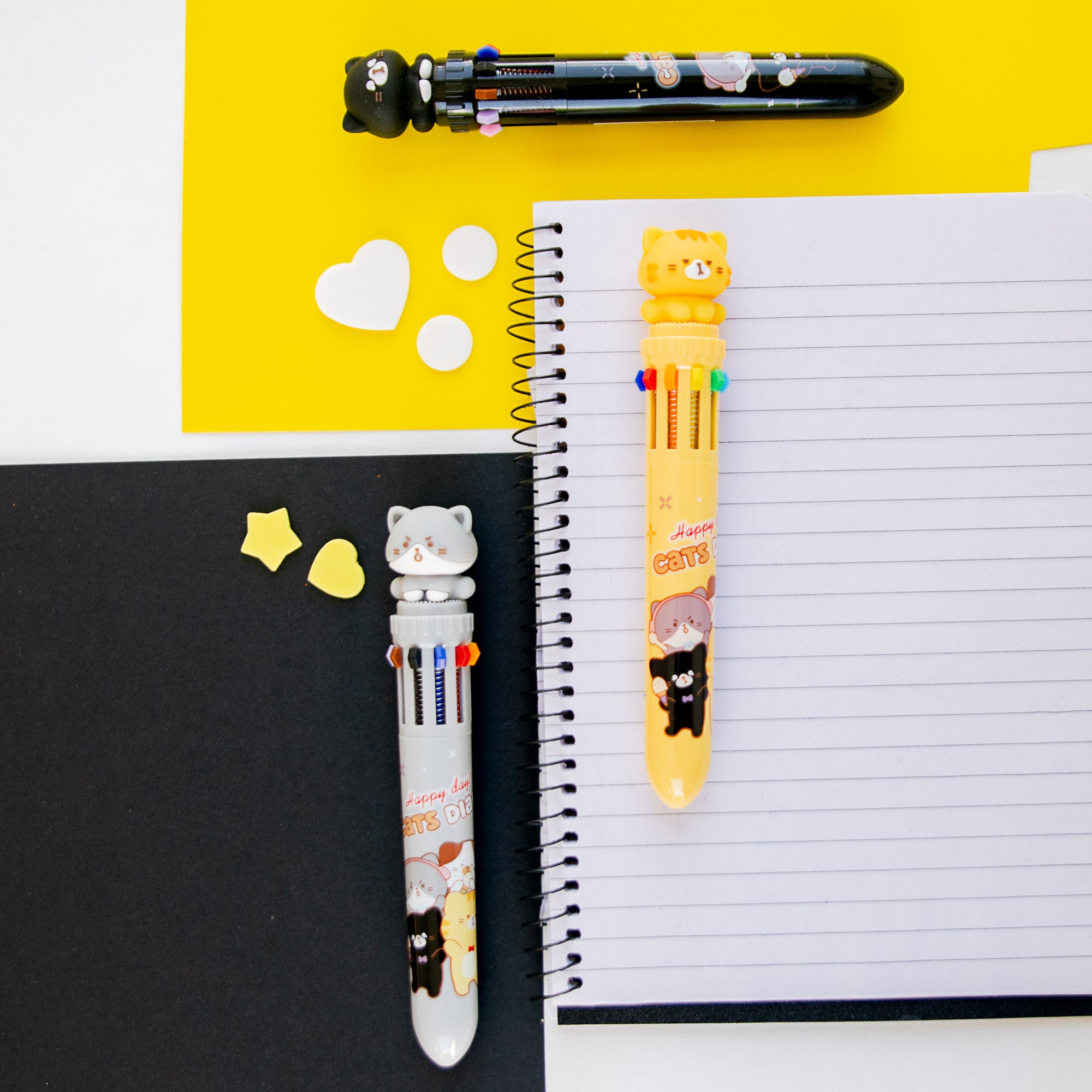 Stylo Kawaii 10 couleurs - Chat