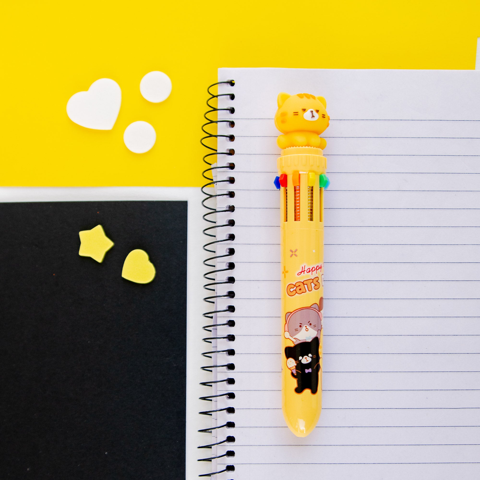 Stylo Kawaii 10 couleurs - Chat