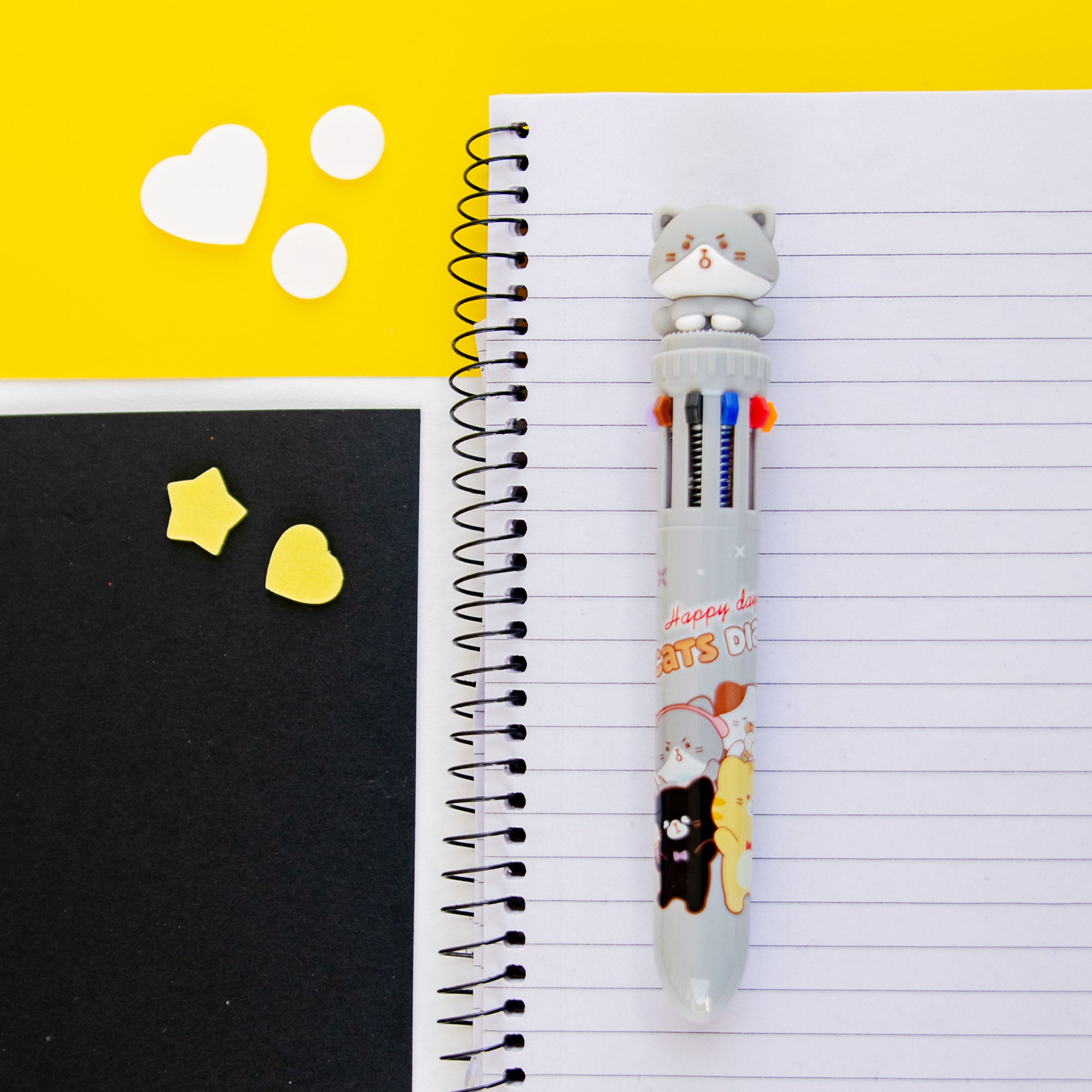 Stylo Kawaii 10 couleurs - Chat