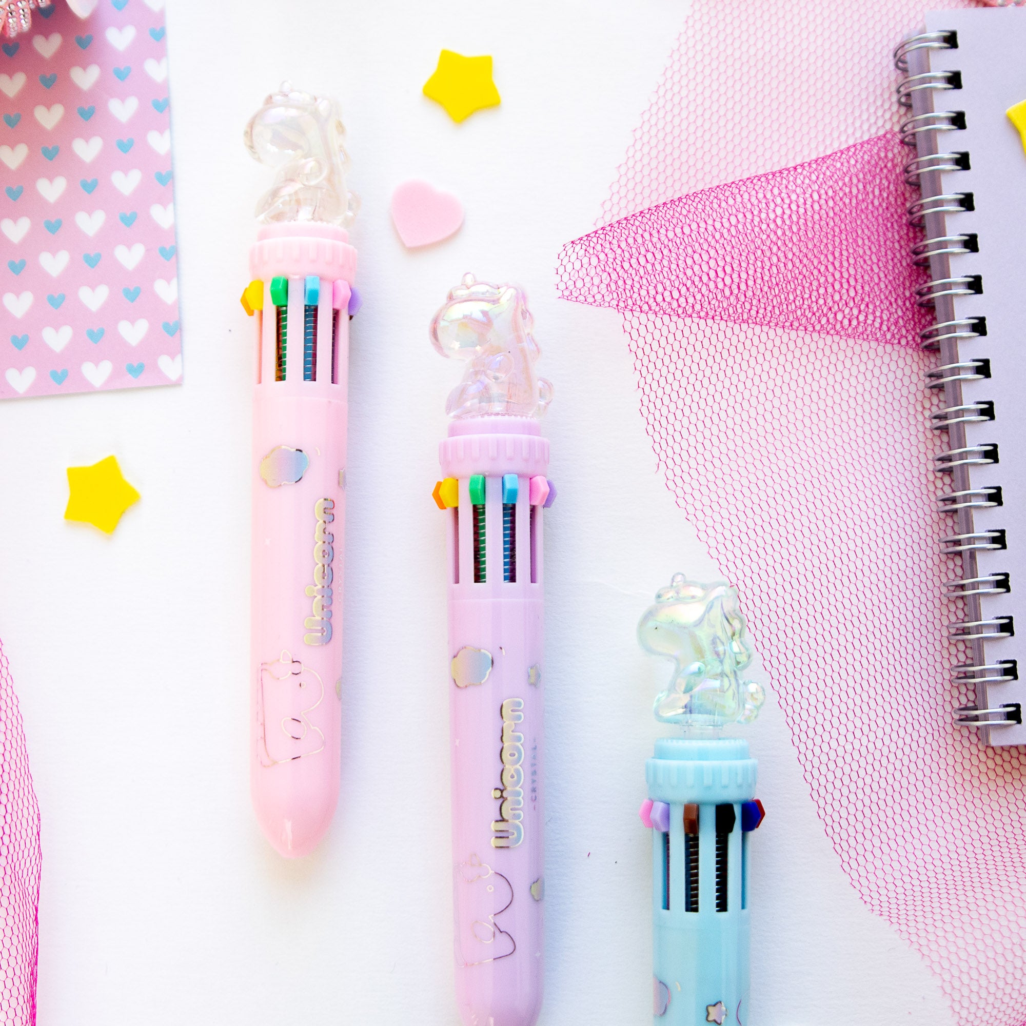 Stylo Kawaii 10 couleurs - Licorne Cristal