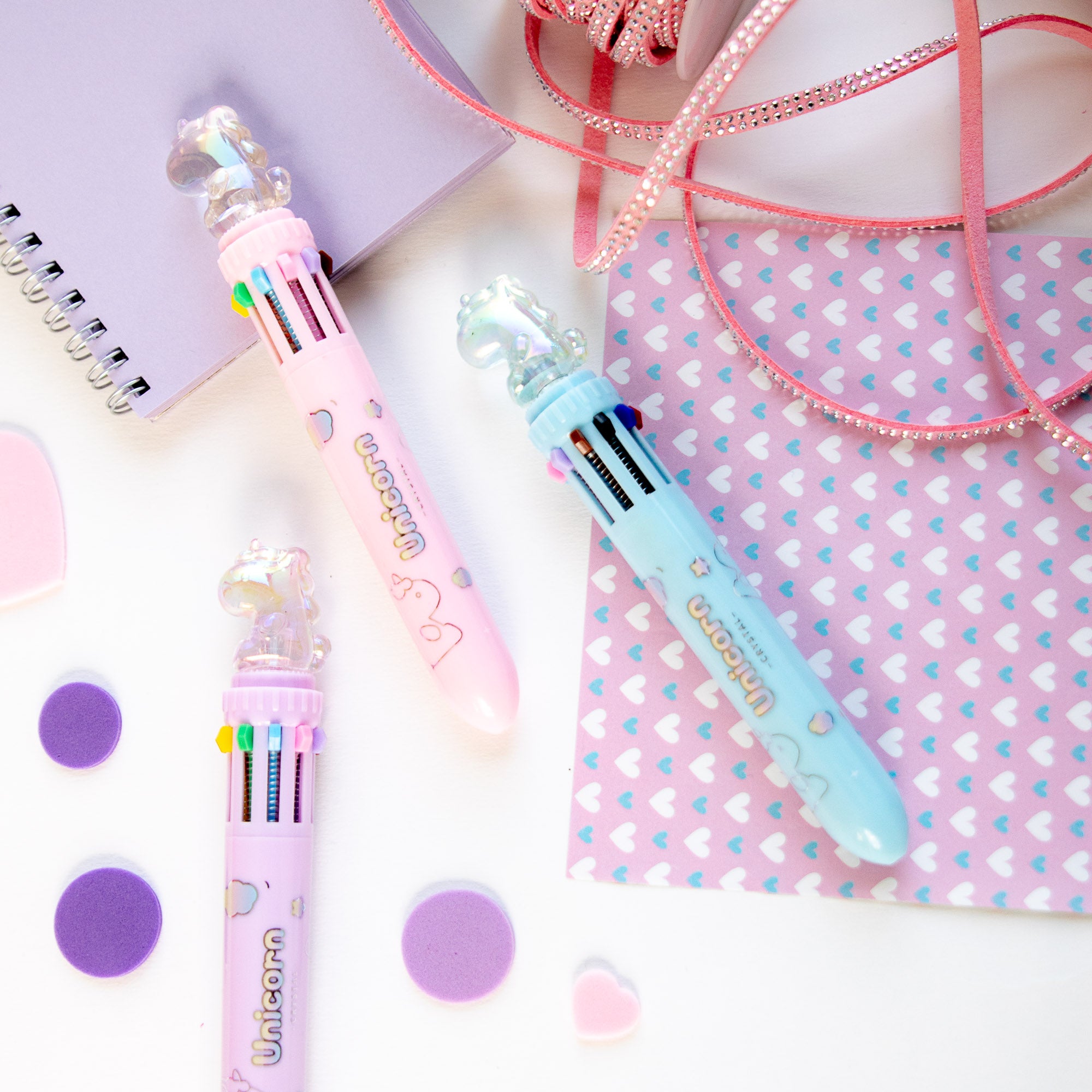 Stylo Kawaii 10 couleurs - Licorne Cristal