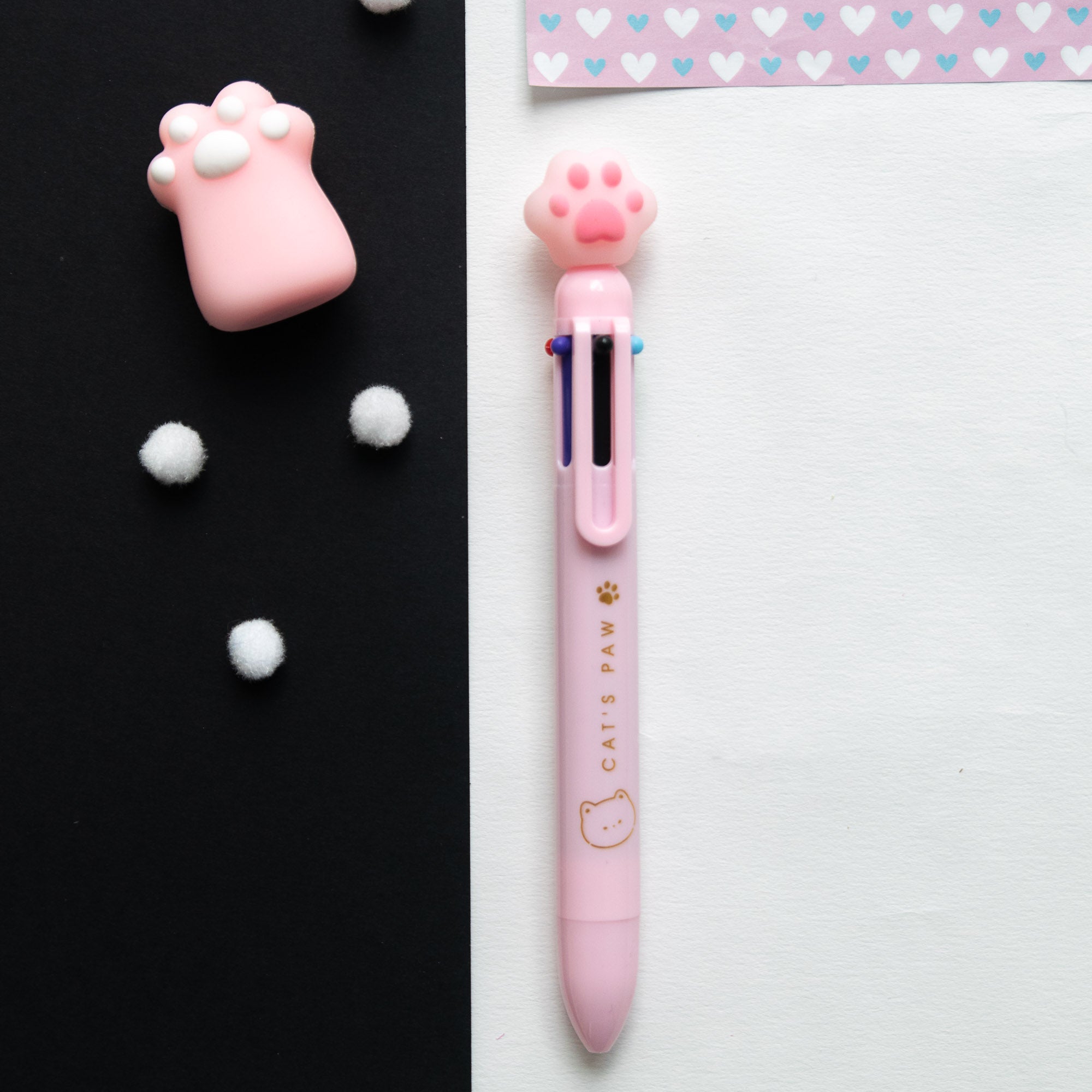 Stylo Kawaii 6 couleurs - Patte de Chat