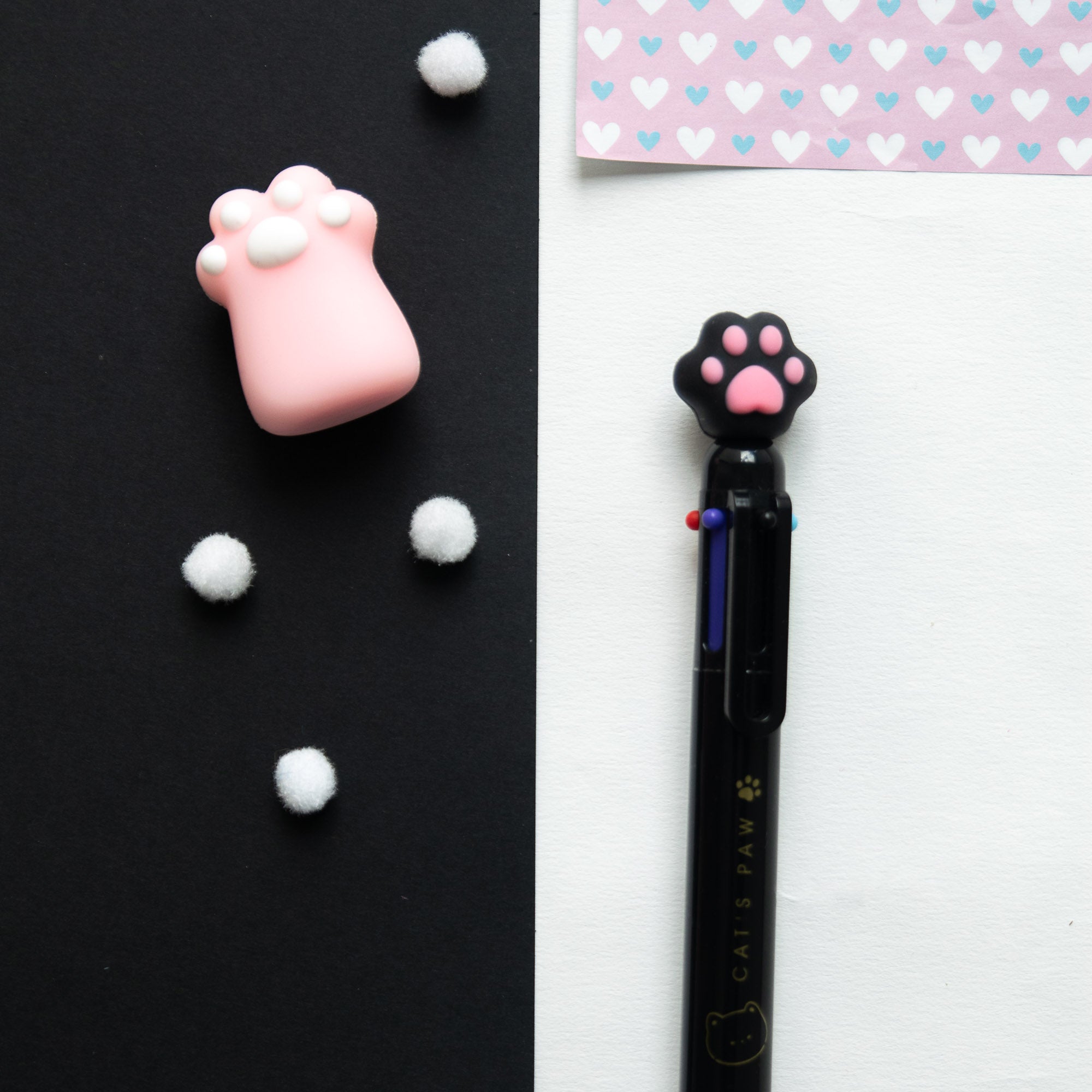 Stylo Kawaii 6 couleurs - Patte de Chat