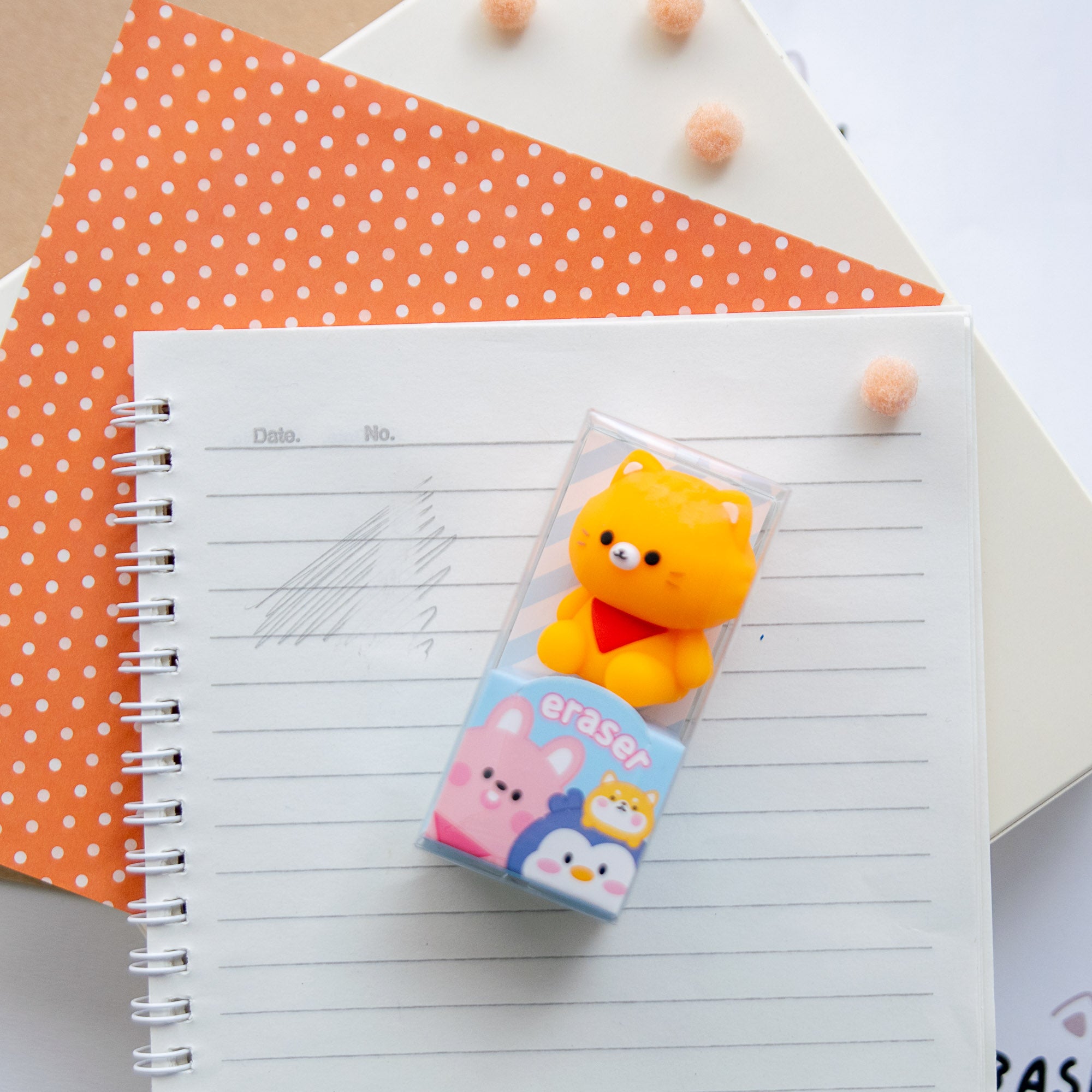 Gomme Chat Orange Kawaii