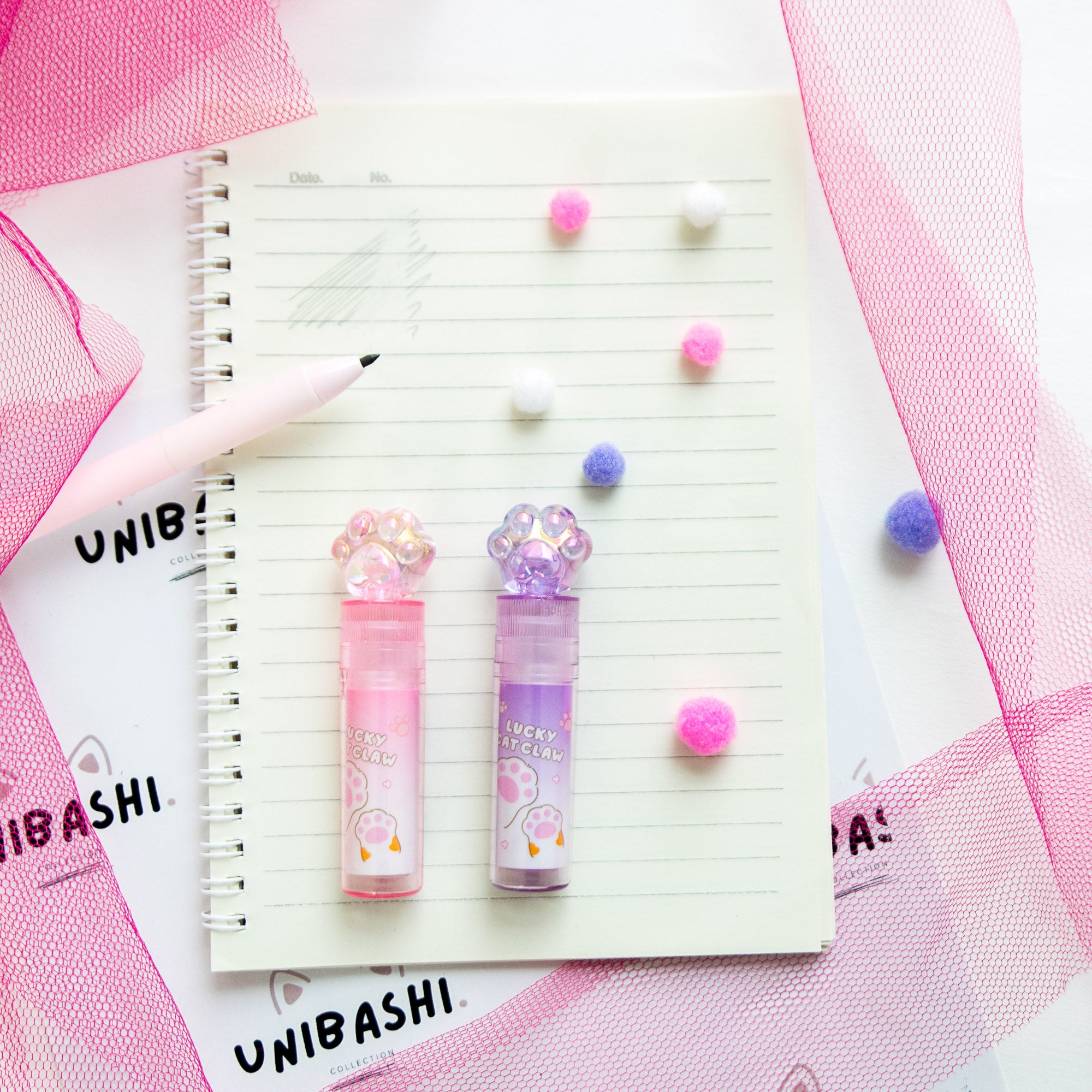 Gomme Lipstick Kawaii Patte de Chat Cristal