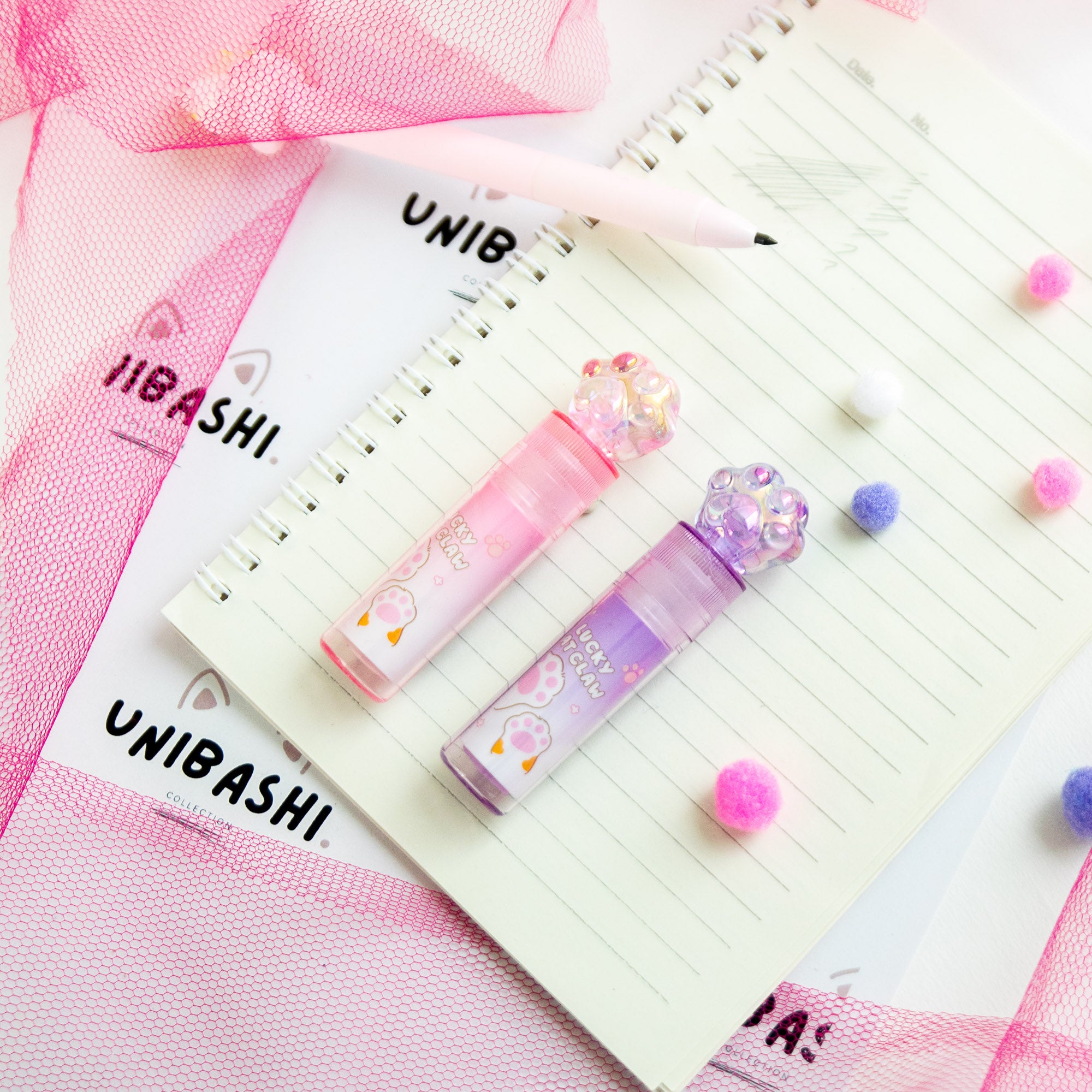 Gomme Lipstick Kawaii Patte de Chat Cristal