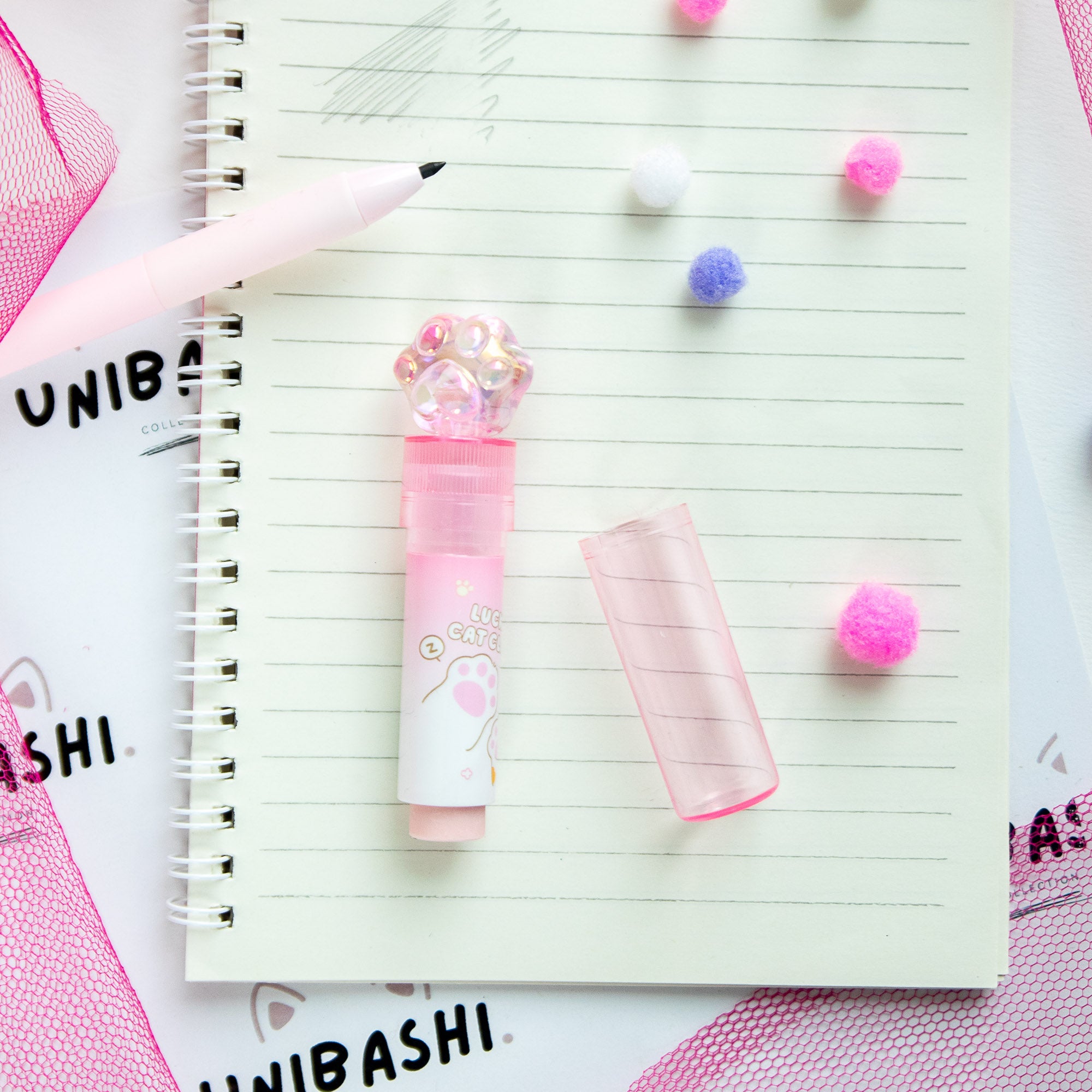 Gomme Lipstick Kawaii Patte de Chat Cristal