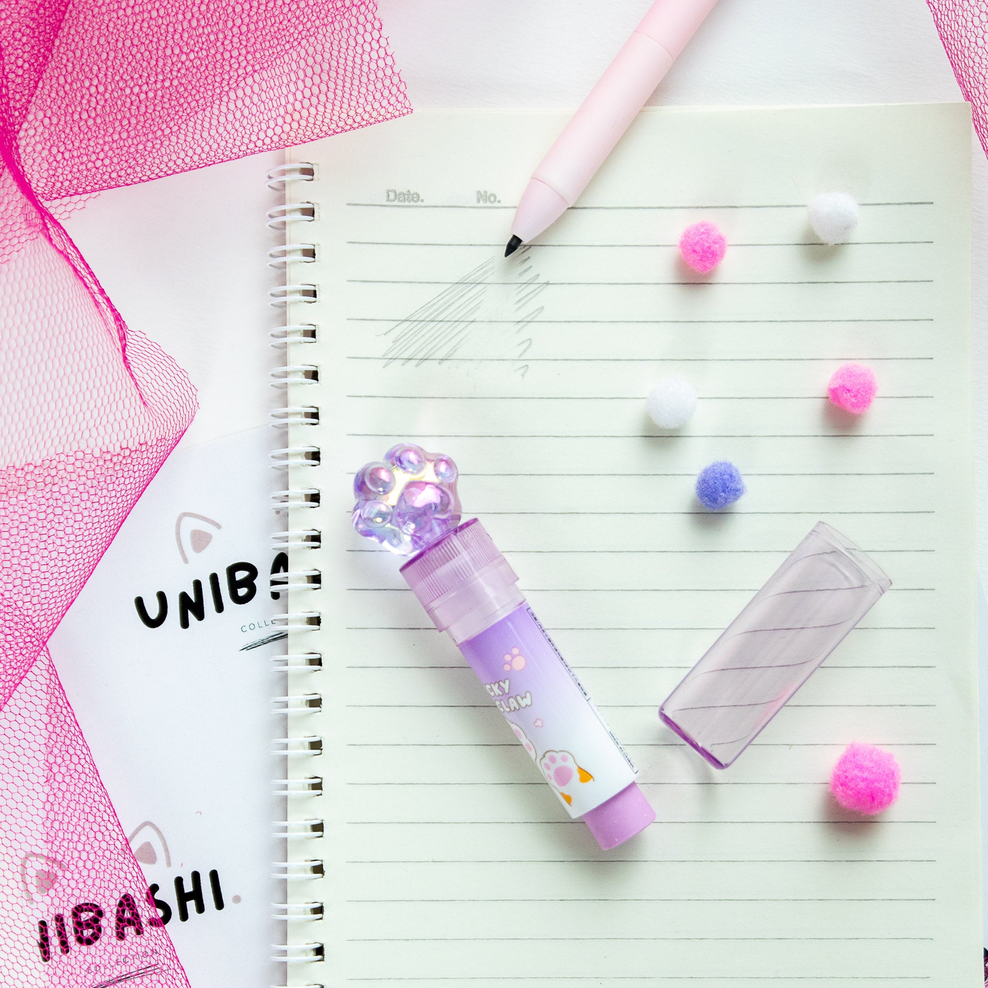 Gomme Lipstick Kawaii Patte de Chat Cristal