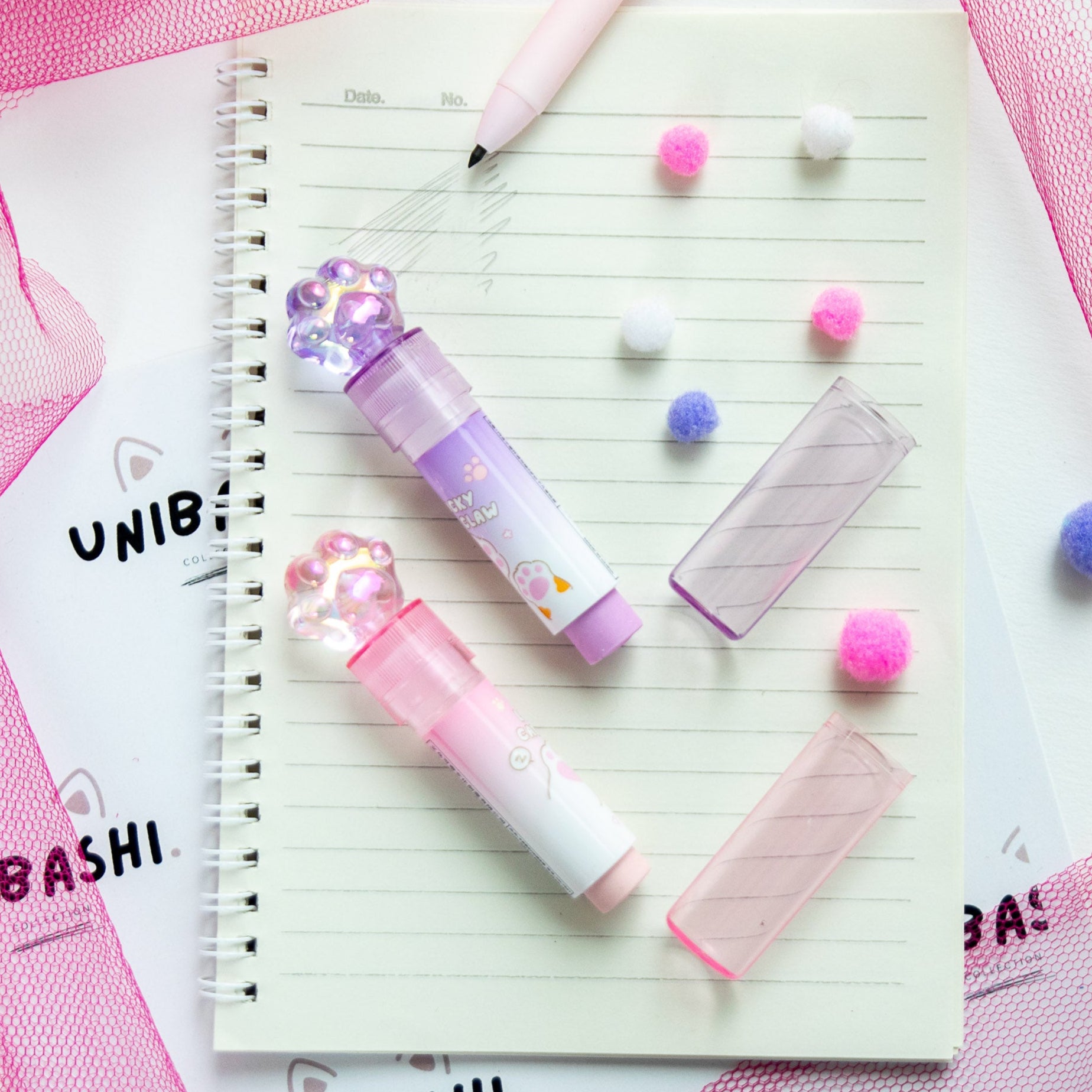 Gomme Lipstick Kawaii Patte de Chat Cristal