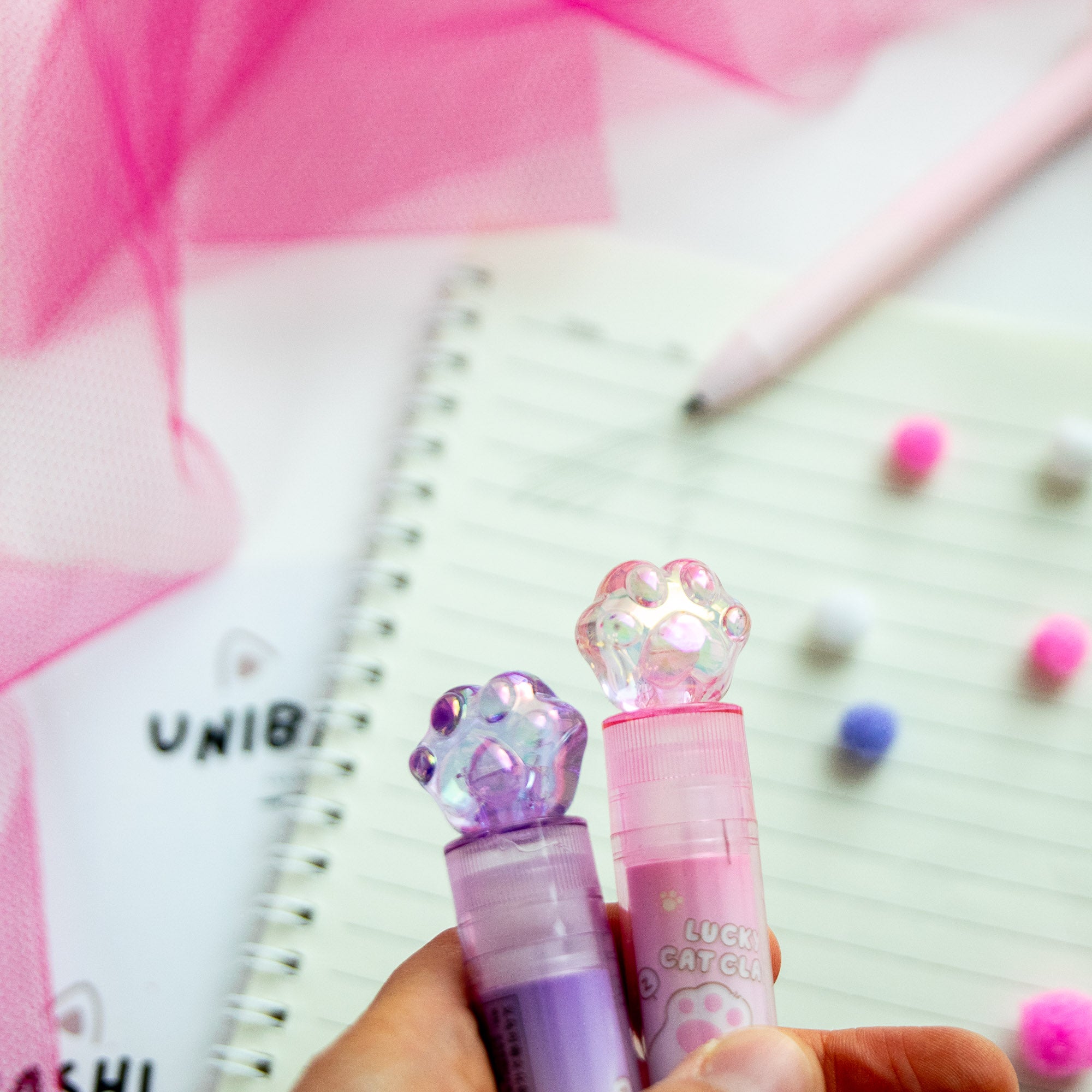 Gomme Lipstick Kawaii Patte de Chat Cristal