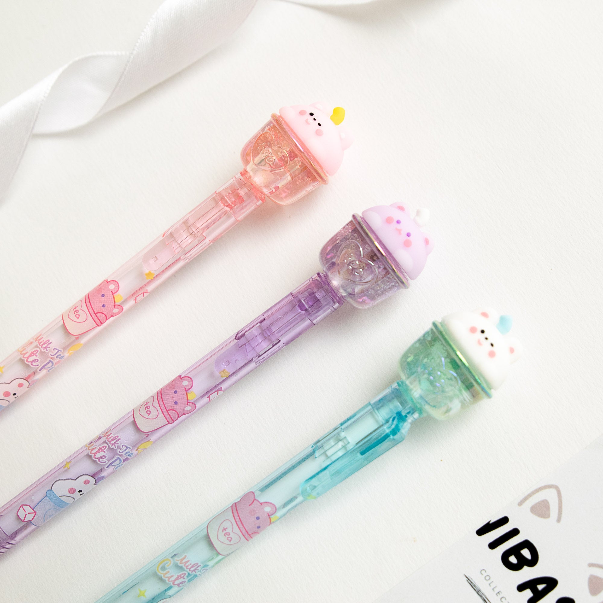 Stylo Gel Cristal Kawaii - Ourson & Bubble Tea